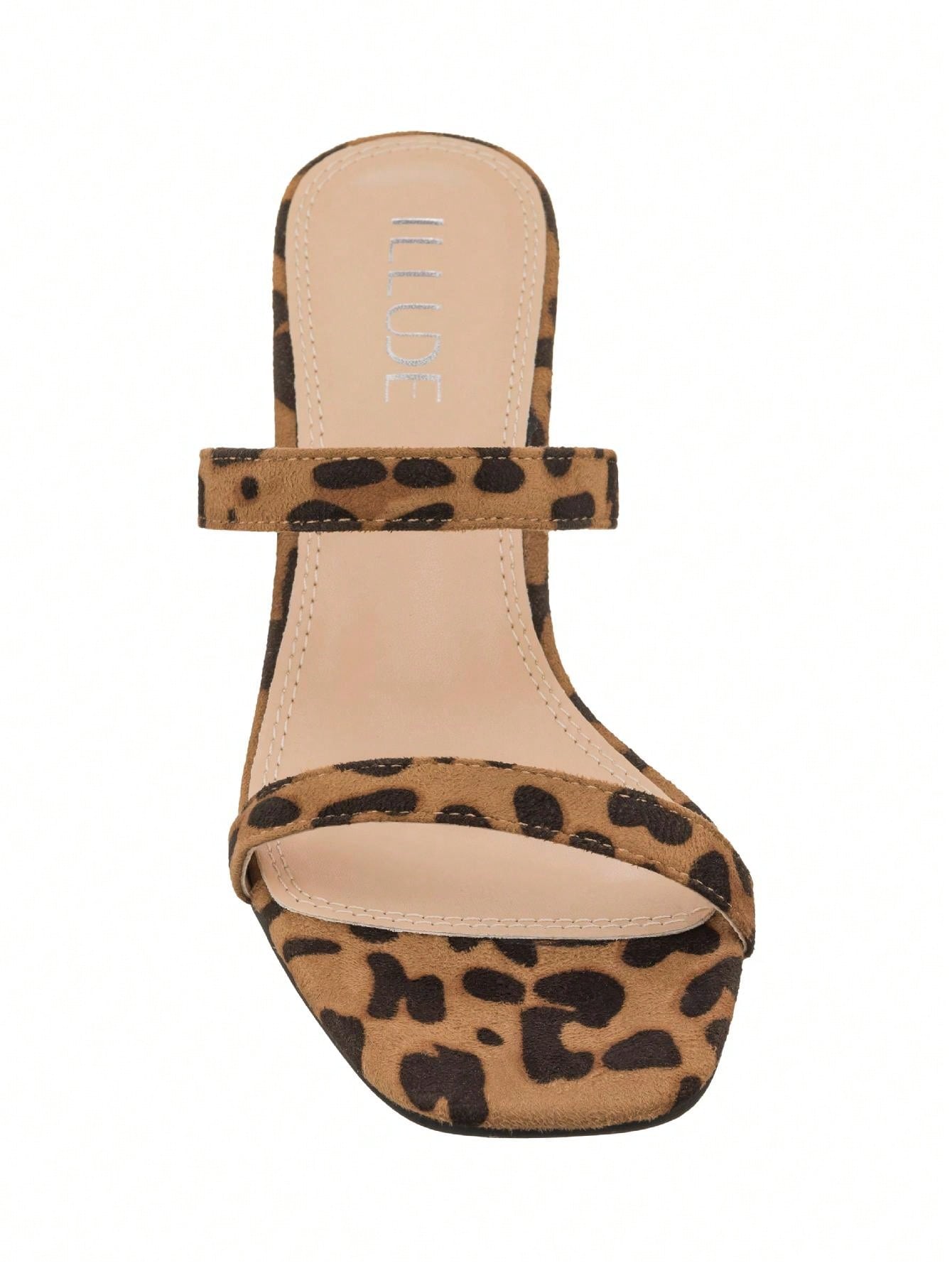 Women's Minimalist Chunky Heeled Mule Sandals Fashionable Elegant Summer Heeled Sandals Block Heel Square Toe Heeled Sandal PU