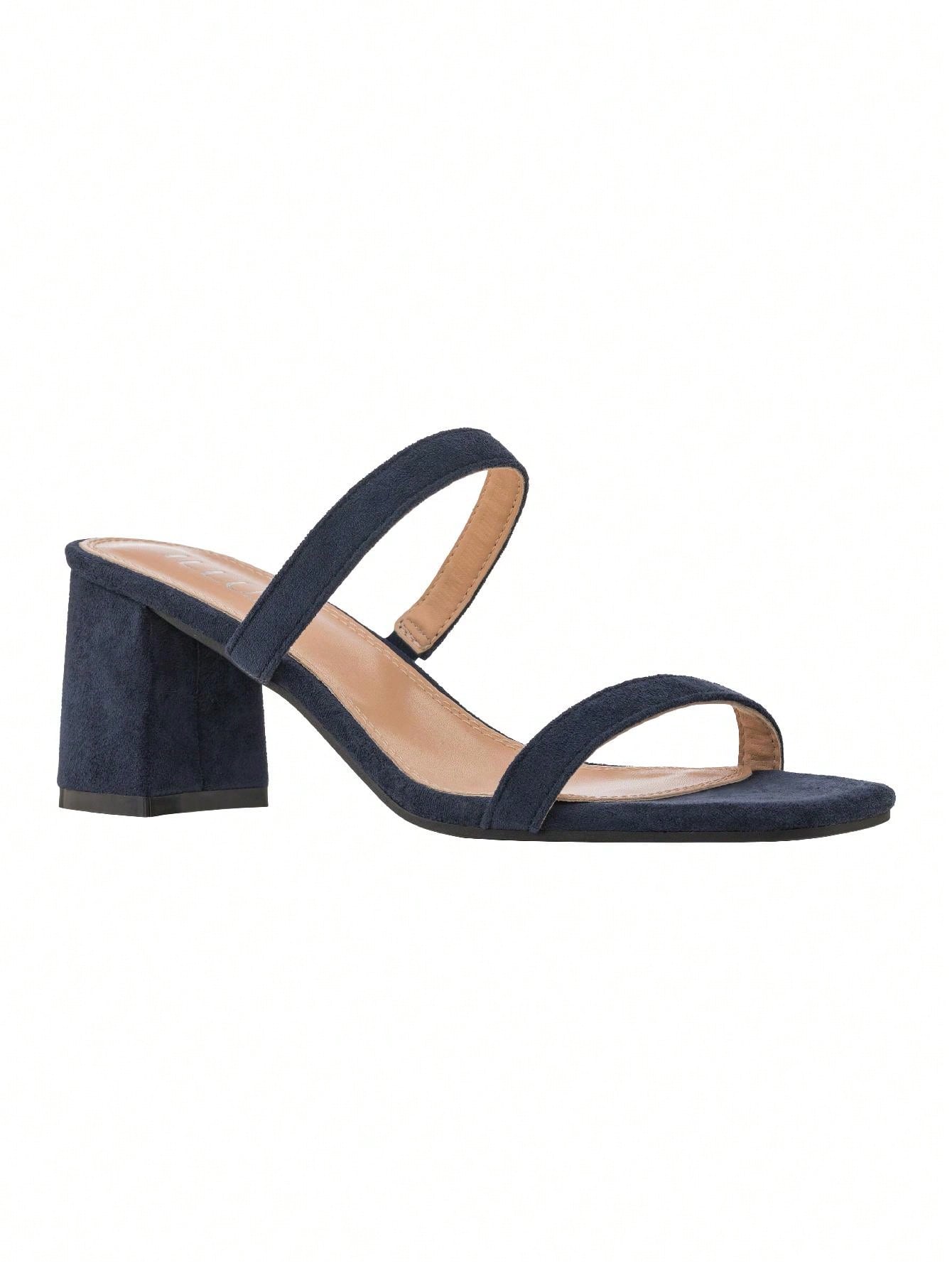 Women's Minimalist Chunky Heeled Mule Sandals Fashionable Elegant Summer Heeled Sandals Block Heel Square Toe Heeled Sandal PU