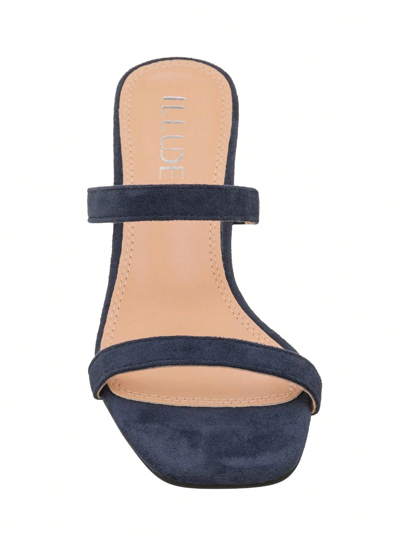 Women's Minimalist Chunky Heeled Mule Sandals Fashionable Elegant Summer Heeled Sandals Block Heel Square Toe Heeled Sandal PU