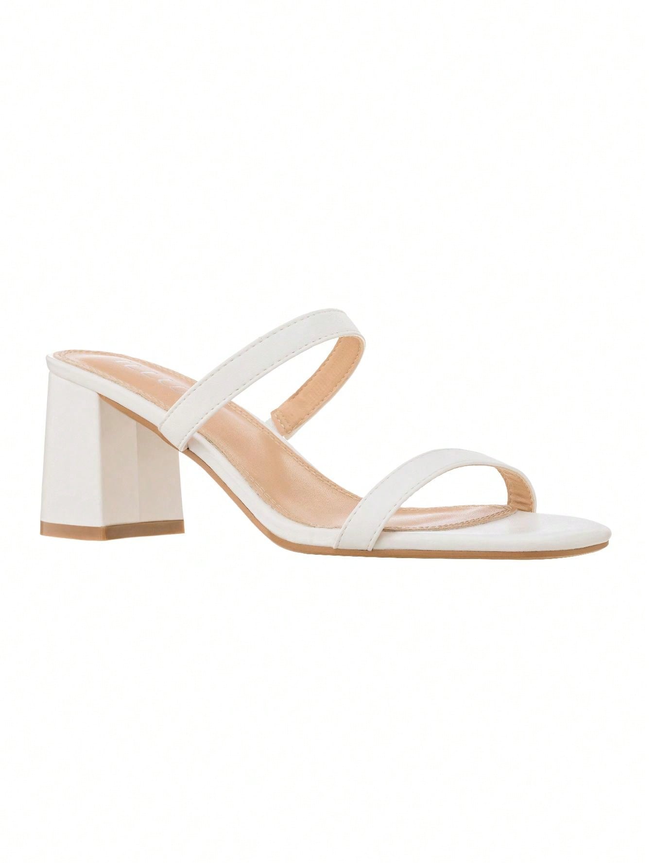 Women's Minimalist Chunky Heeled Mule Sandals Fashionable Elegant Summer Heeled Sandals Block Heel Square Toe Heeled Sandal PU
