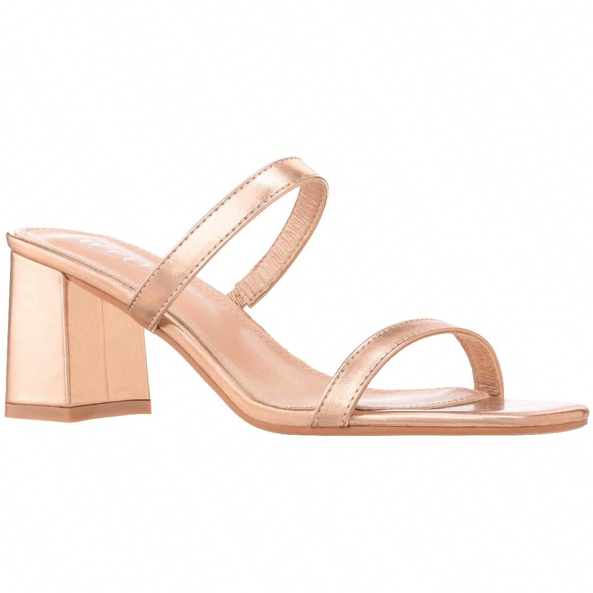 Women's Minimalist Chunky Heeled Mule Sandals Fashionable Elegant Summer Heeled Sandals Block Heel Square Toe Heeled Sandal PU