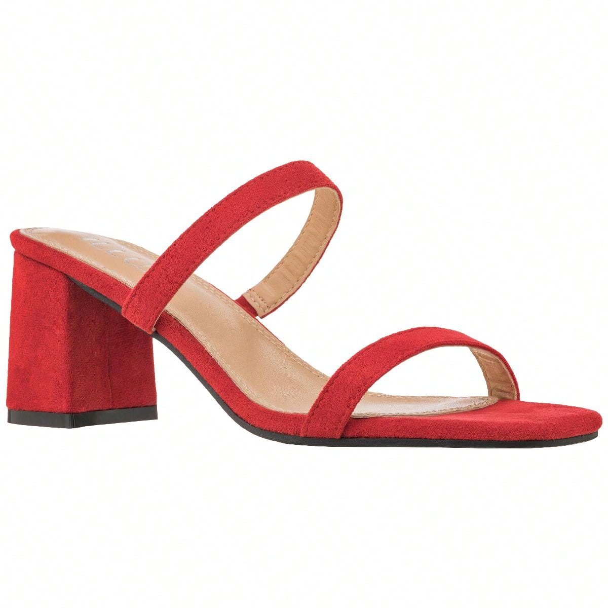 Women's Minimalist Chunky Heeled Mule Sandals Fashionable Elegant Summer Heeled Sandals Block Heel Square Toe Heeled Sandal PU