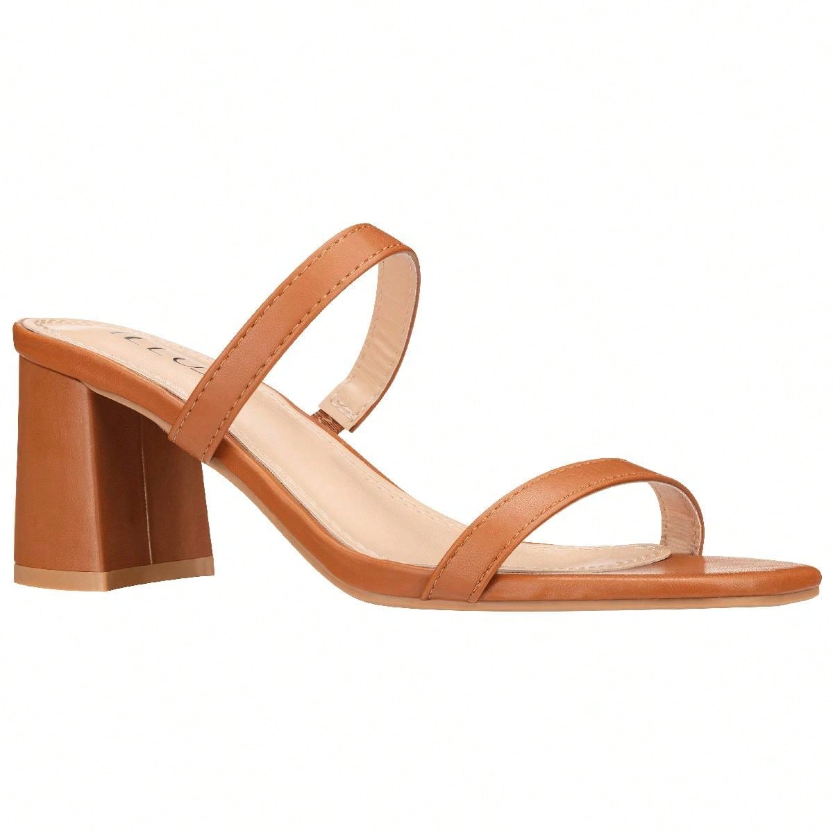 Women's Minimalist Chunky Heeled Mule Sandals Fashionable Elegant Summer Heeled Sandals Block Heel Square Toe Heeled Sandal PU