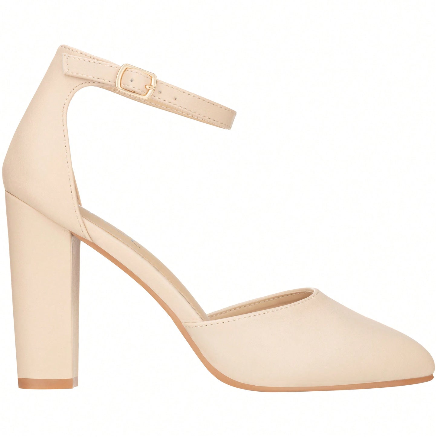 Women Point Toe Chunky Heeled Pumps Ankle Strap Pumps High Heel Ankle Strap Pump