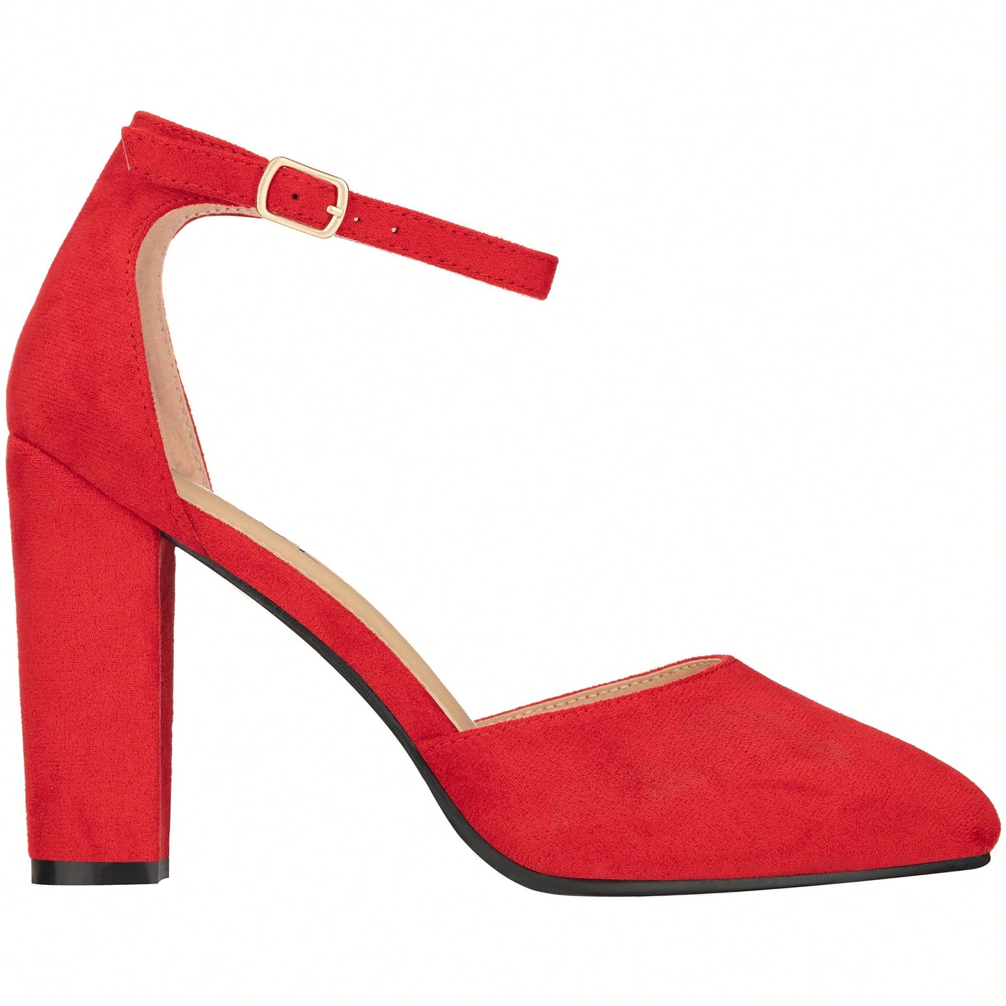 Women Point Toe Chunky Heeled Pumps Ankle Strap Pumps High Heel Ankle Strap Pump
