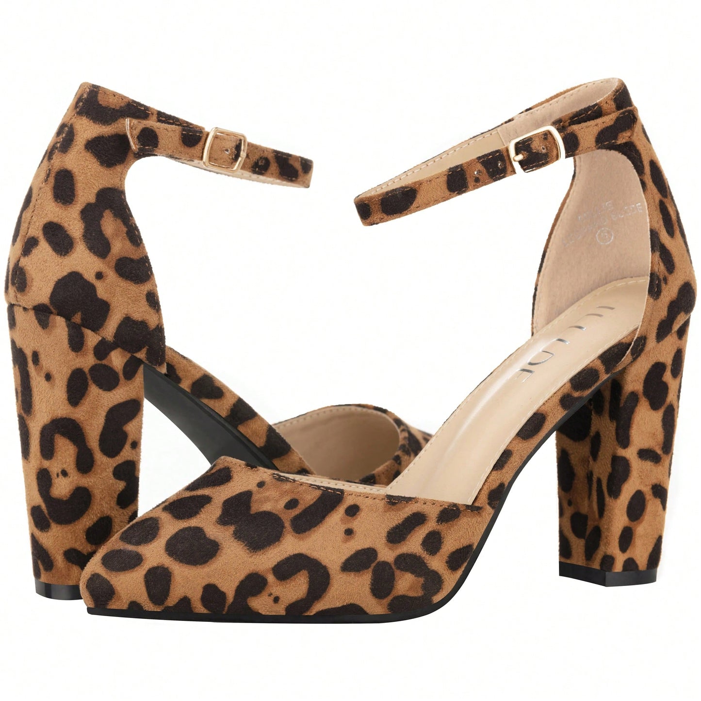 Women Point Toe Chunky Heeled Pumps Ankle Strap Pumps High Heel Ankle Strap Pump