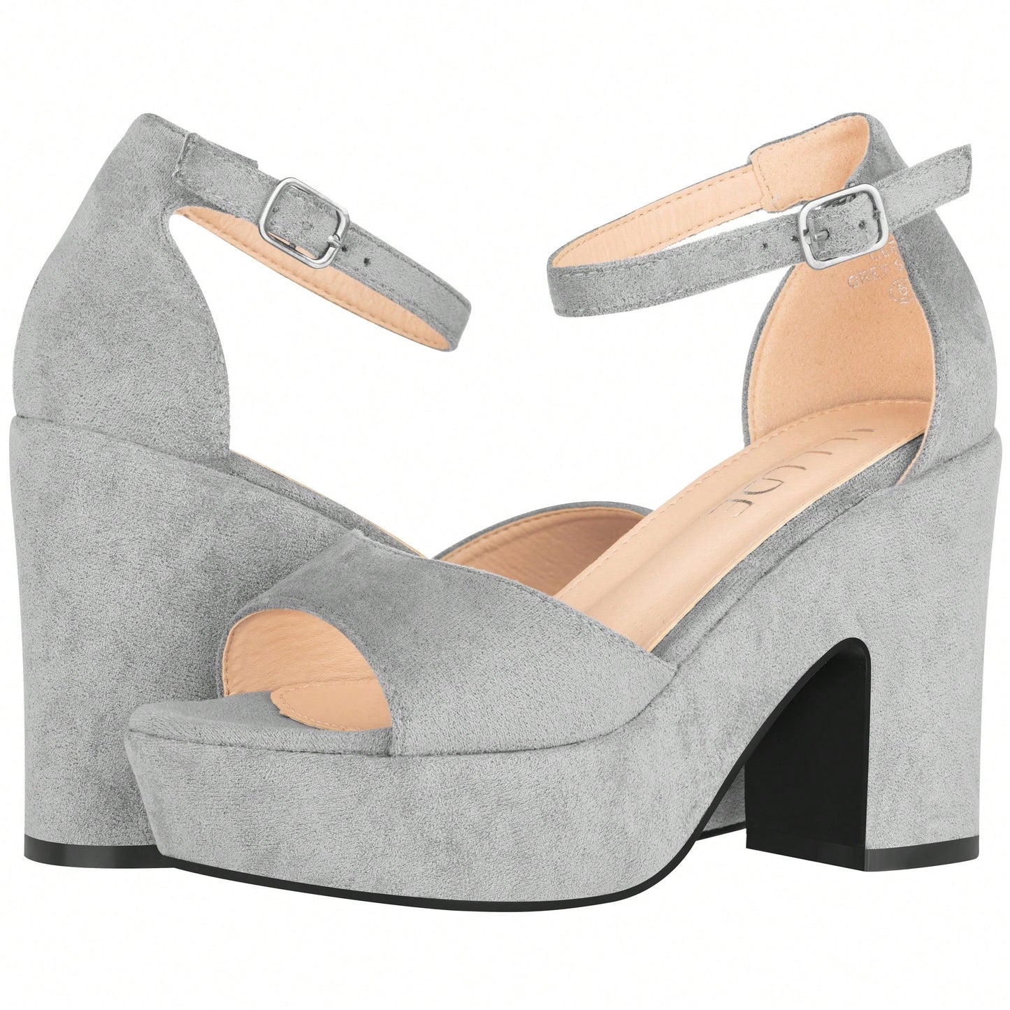 Women Platform Chunky Heeled Sandals Ankle Strap Sexy Open Toe Heels Chunky Block Platform Wedge Sandals Suede