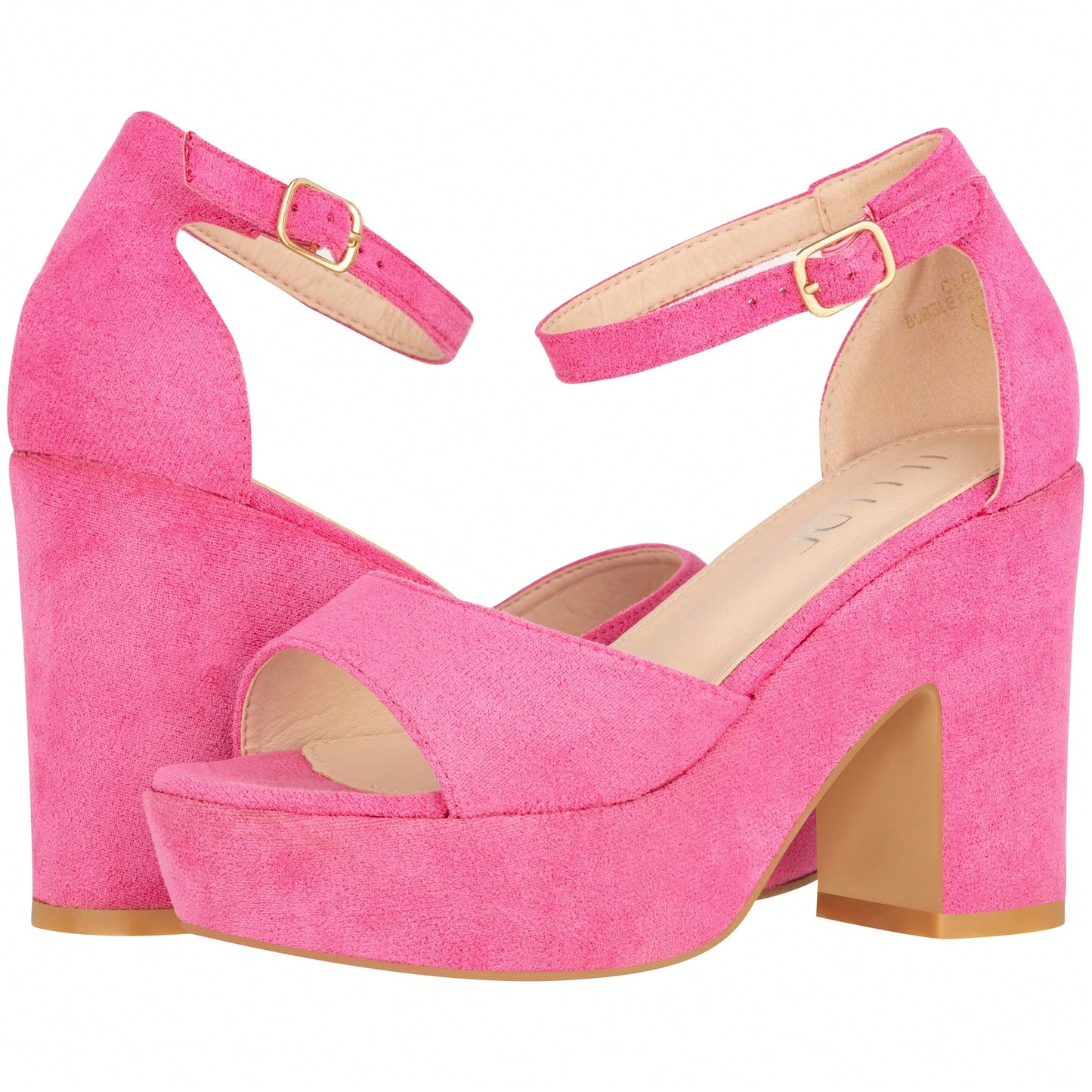 Women Platform Chunky Heeled Sandals Ankle Strap Sexy Open Toe Heels Chunky Block Platform Wedge Sandals Suede