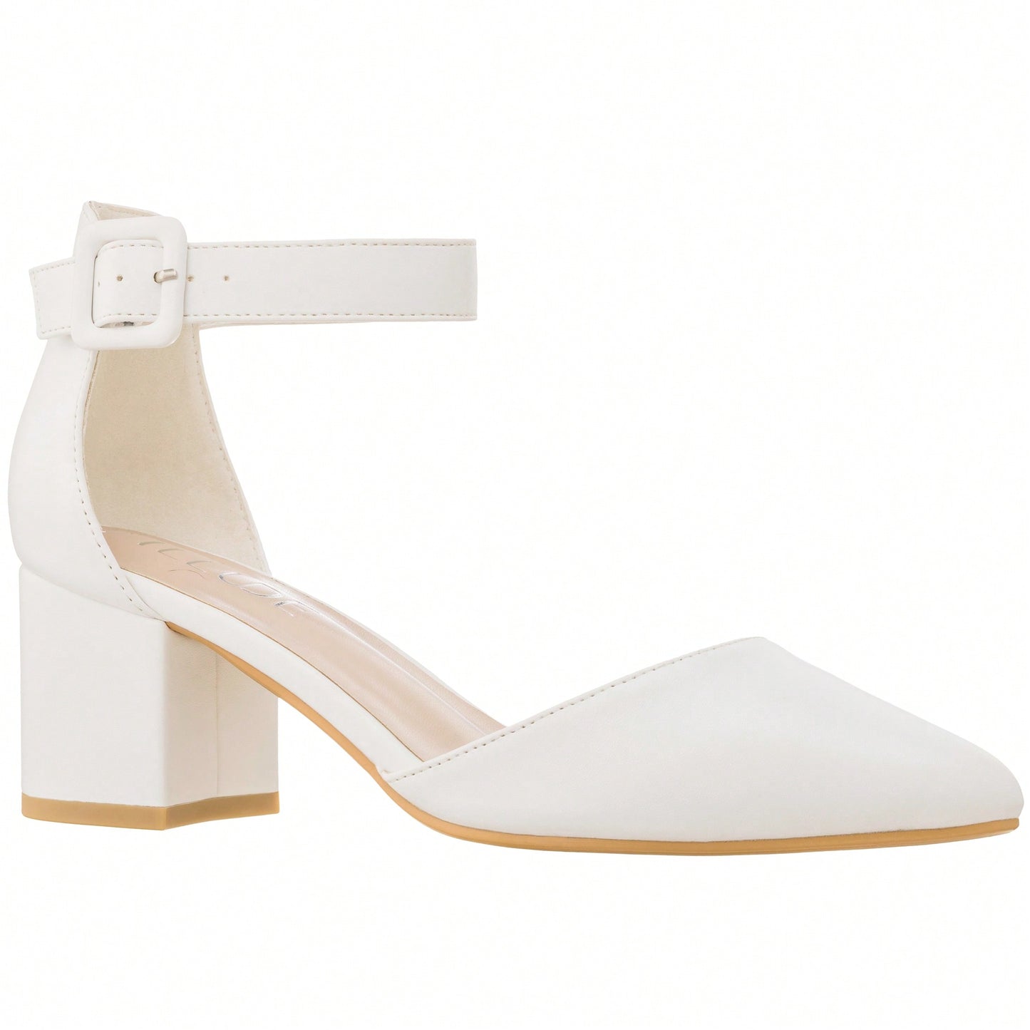 Women Point Toe Chunky Heeled Ankle Strap Pumps Fashionable Pointed Toe Ankle Strap Stiletto Heels Elegant Pumps Suede