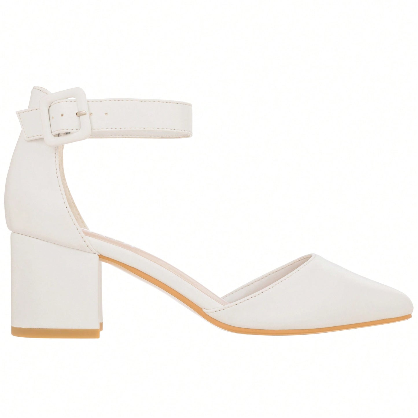 Women Point Toe Chunky Heeled Ankle Strap Pumps Fashionable Pointed Toe Ankle Strap Stiletto Heels Elegant Pumps