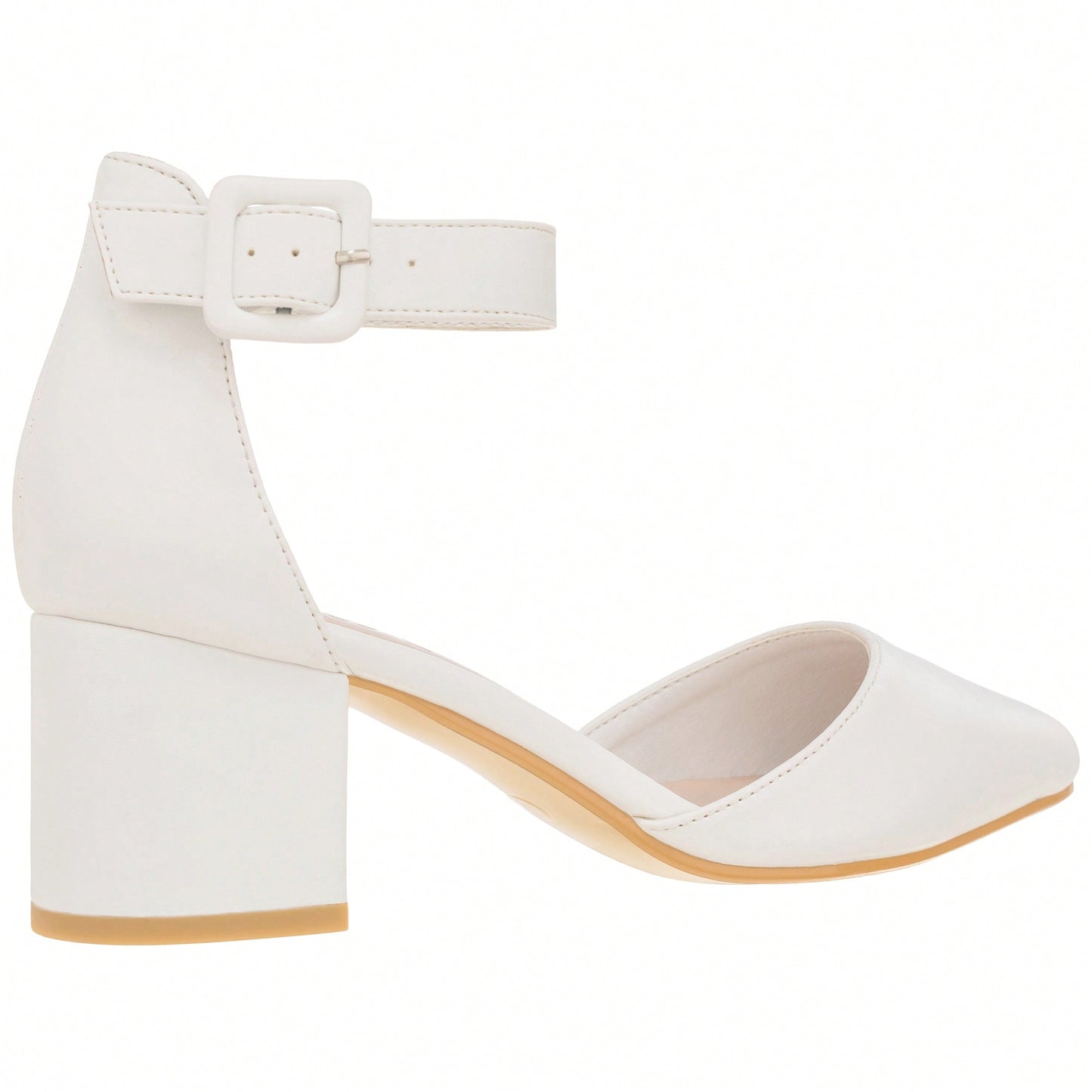 Women Point Toe Chunky Heeled Ankle Strap Pumps Fashionable Pointed Toe Ankle Strap Stiletto Heels Elegant Pumps Suede