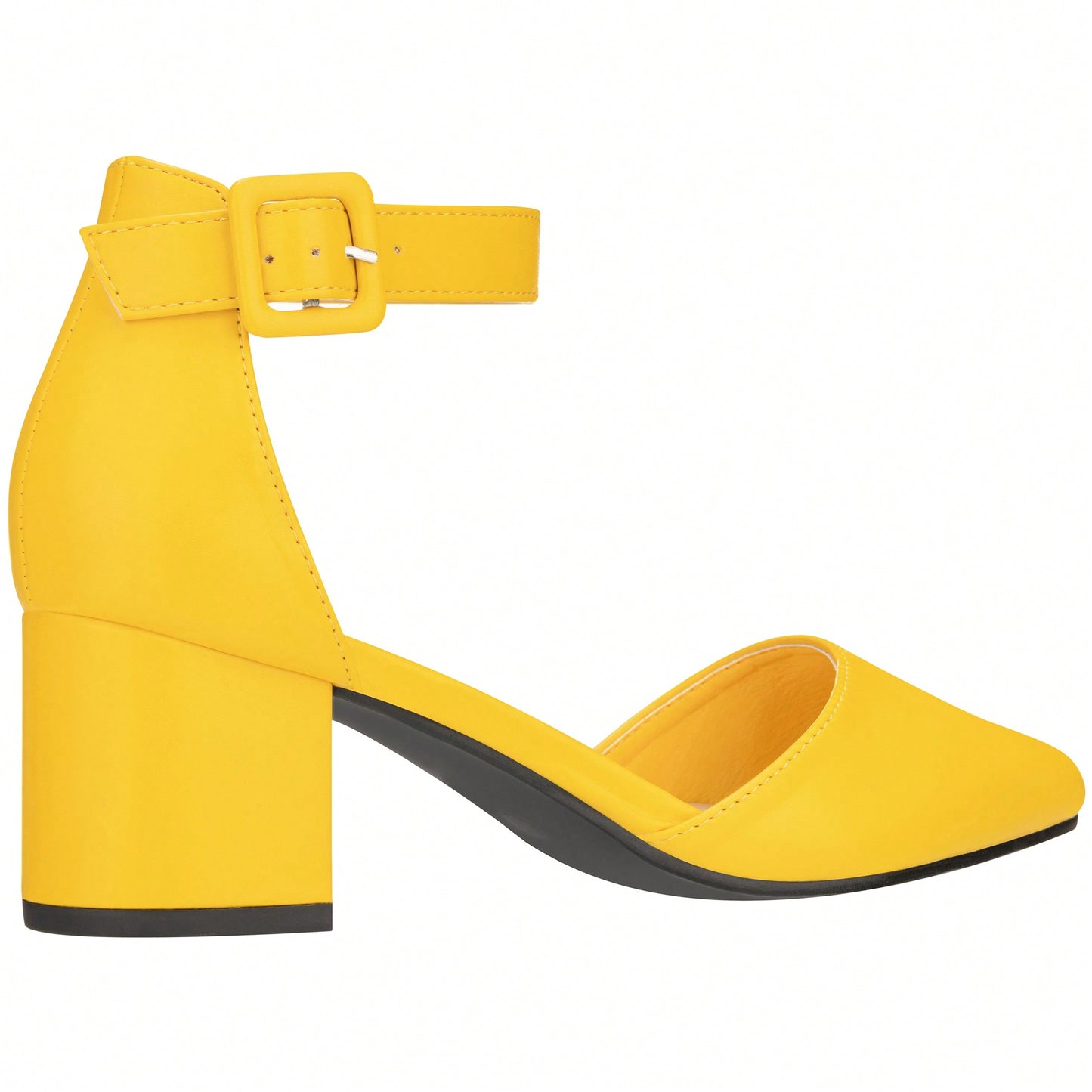 Women Point Toe Chunky Heeled Ankle Strap Pumps Fashionable Pointed Toe Ankle Strap Stiletto Heels Elegant Pumps