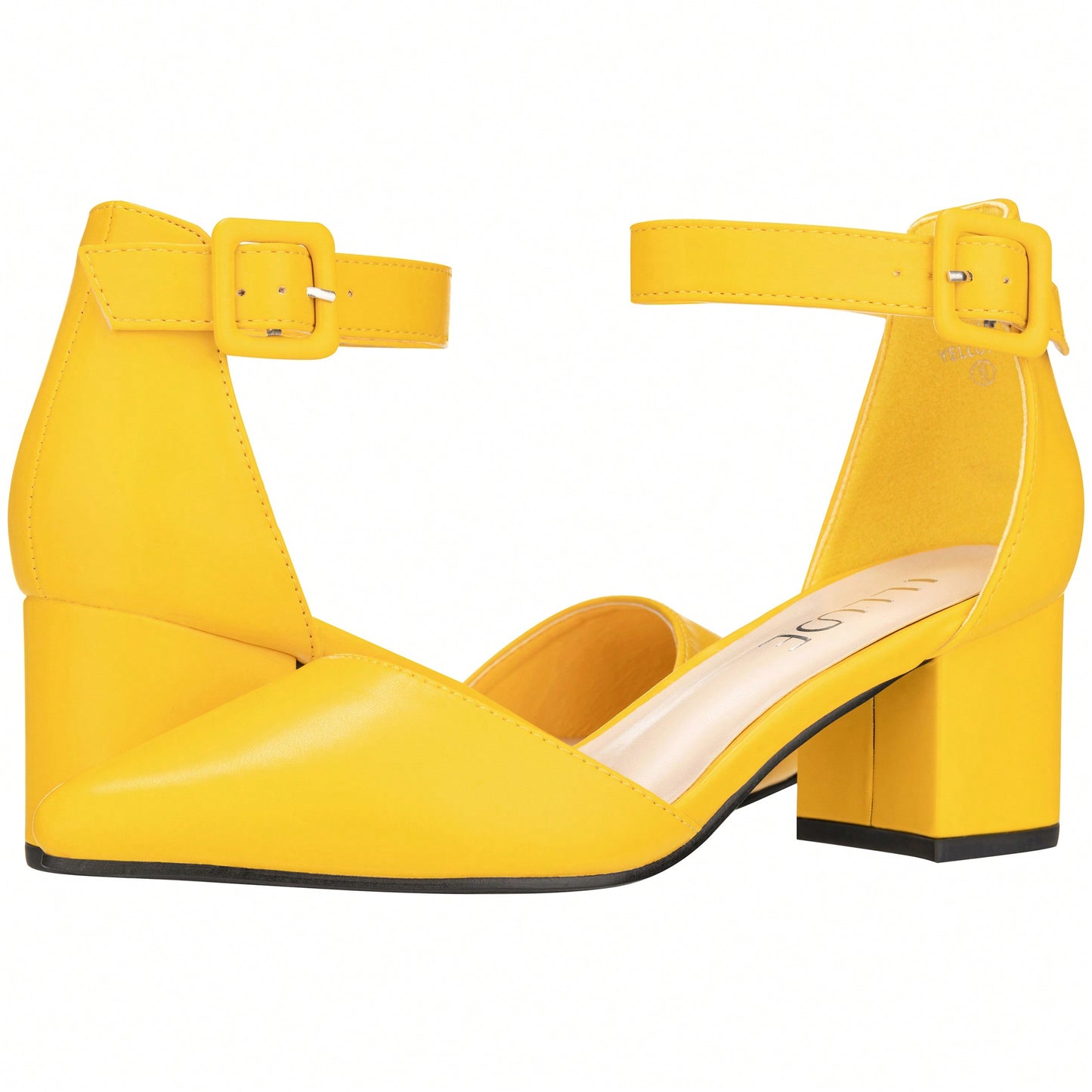 Women Point Toe Chunky Heeled Ankle Strap Pumps Fashionable Pointed Toe Ankle Strap Stiletto Heels Elegant Pumps