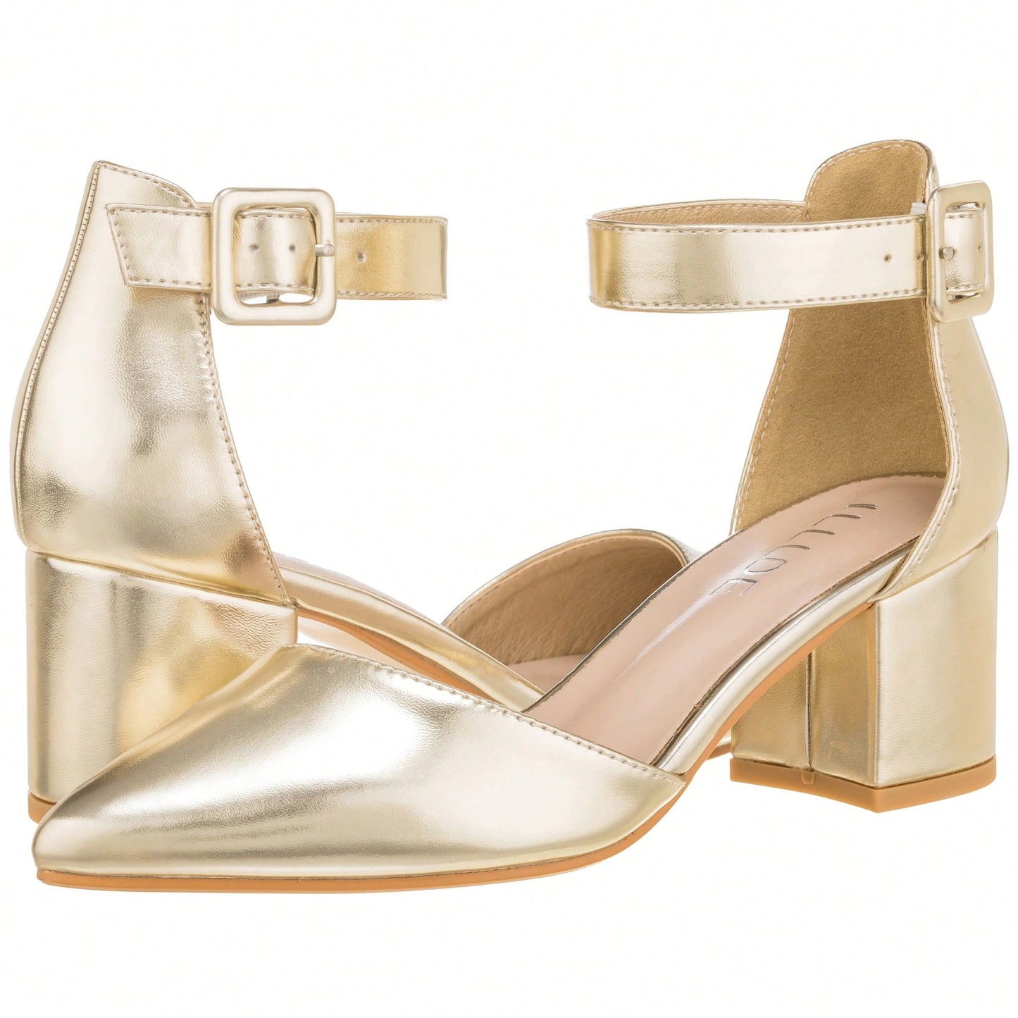 Women Point Toe Chunky Heeled Ankle Strap Pumps Fashionable Pointed Toe Ankle Strap Stiletto Heels Elegant Pumps Suede