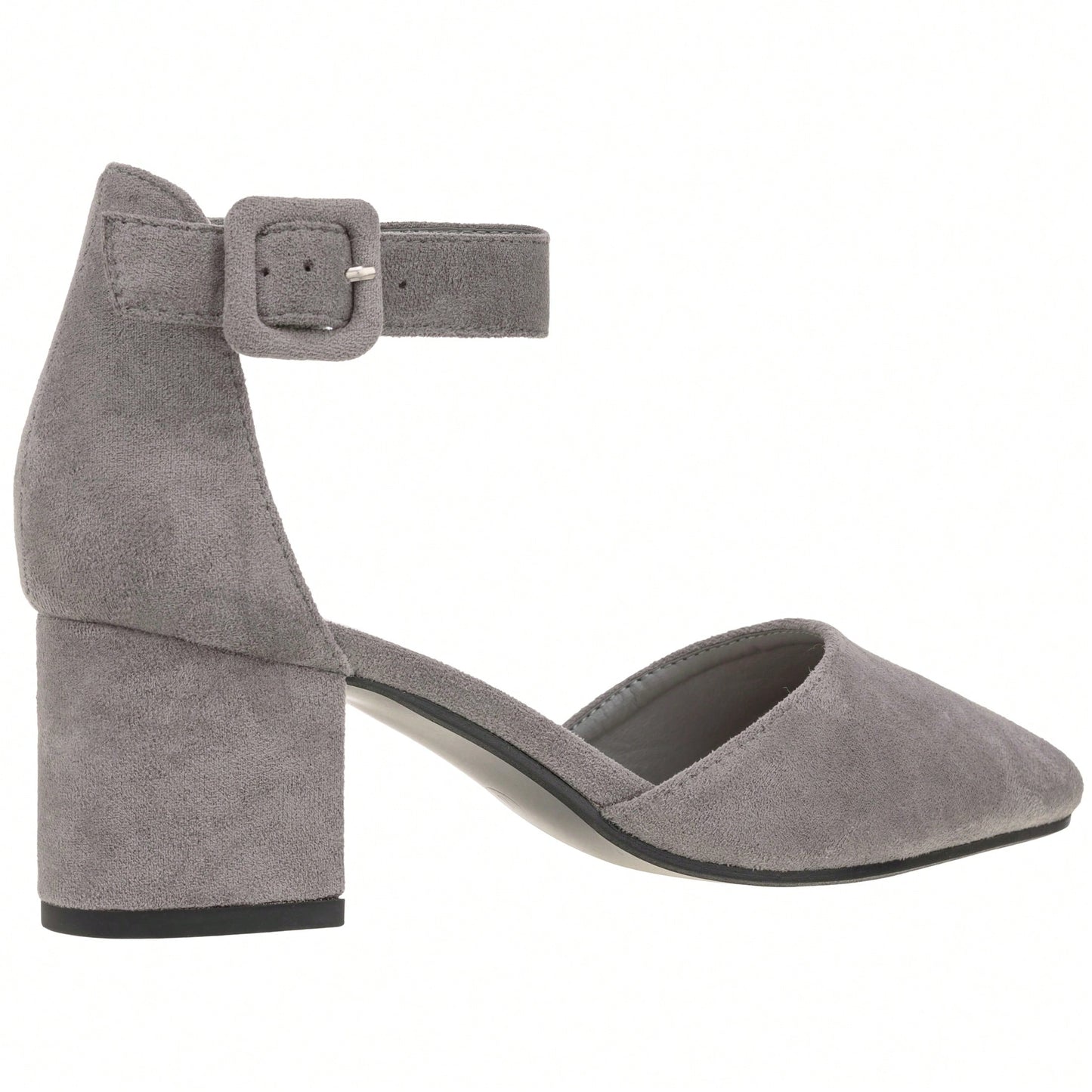 Women Point Toe Chunky Heeled Ankle Strap Pumps Fashionable Pointed Toe Ankle Strap Stiletto Heels Elegant Pumps Suede