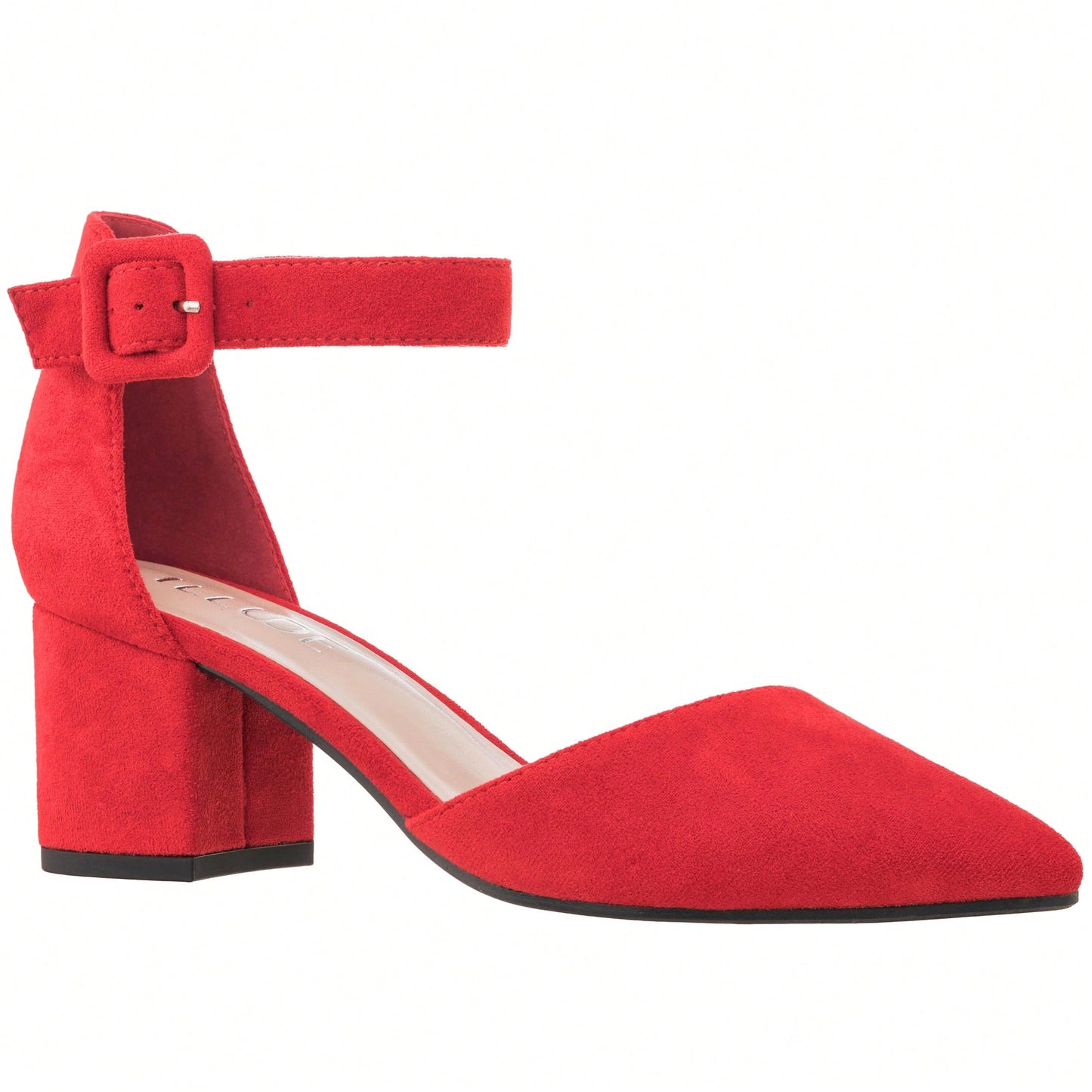 Women Point Toe Chunky Heeled Ankle Strap Pumps Fashionable Pointed Toe Ankle Strap Stiletto Heels Elegant Pumps Suede