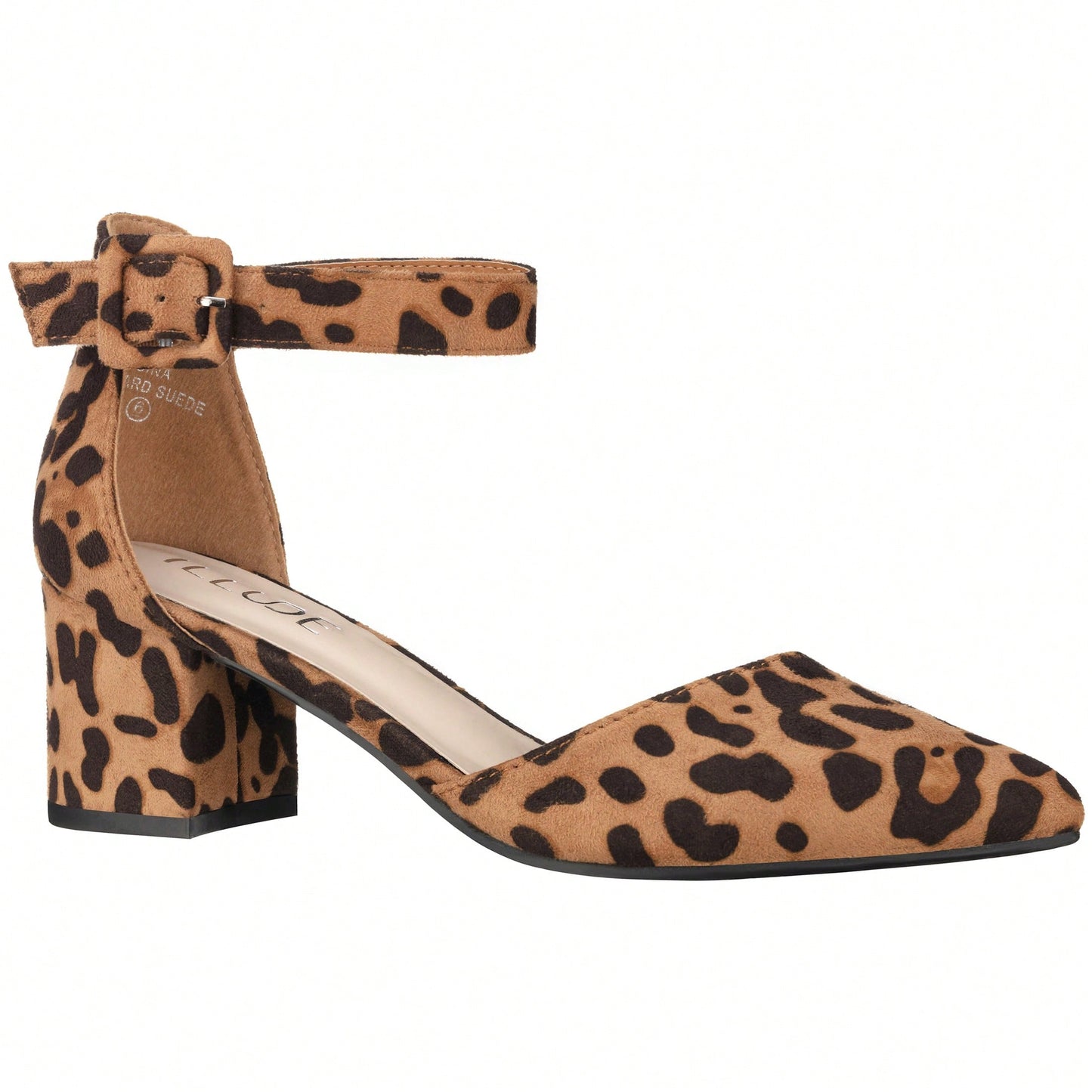 Women Point Toe Chunky Heeled Ankle Strap Pumps Fashionable Pointed Toe Ankle Strap Stiletto Heels Elegant Pumps Suede