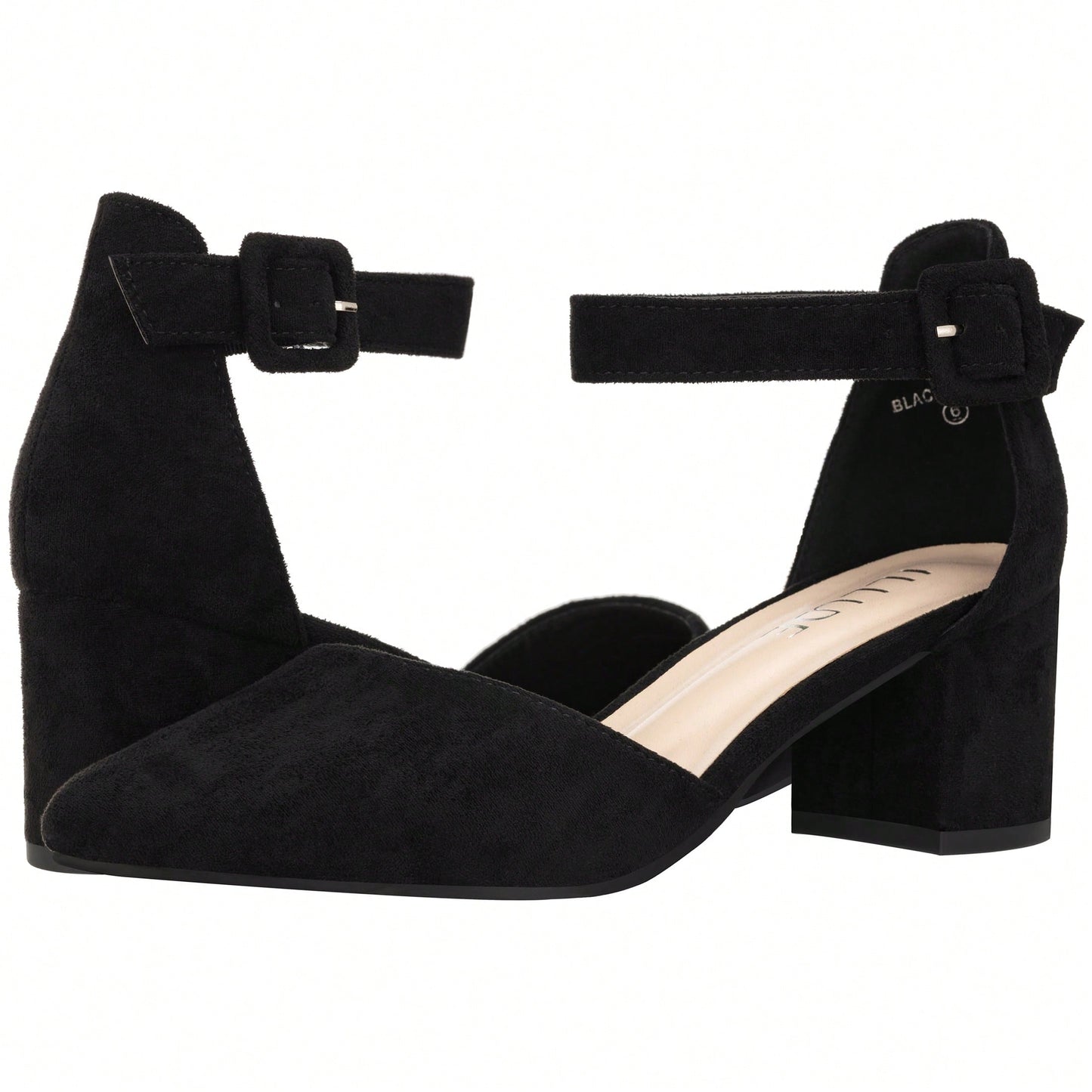 Women Point Toe Chunky Heeled Ankle Strap Pumps Fashionable Pointed Toe Ankle Strap Stiletto Heels Elegant Pumps