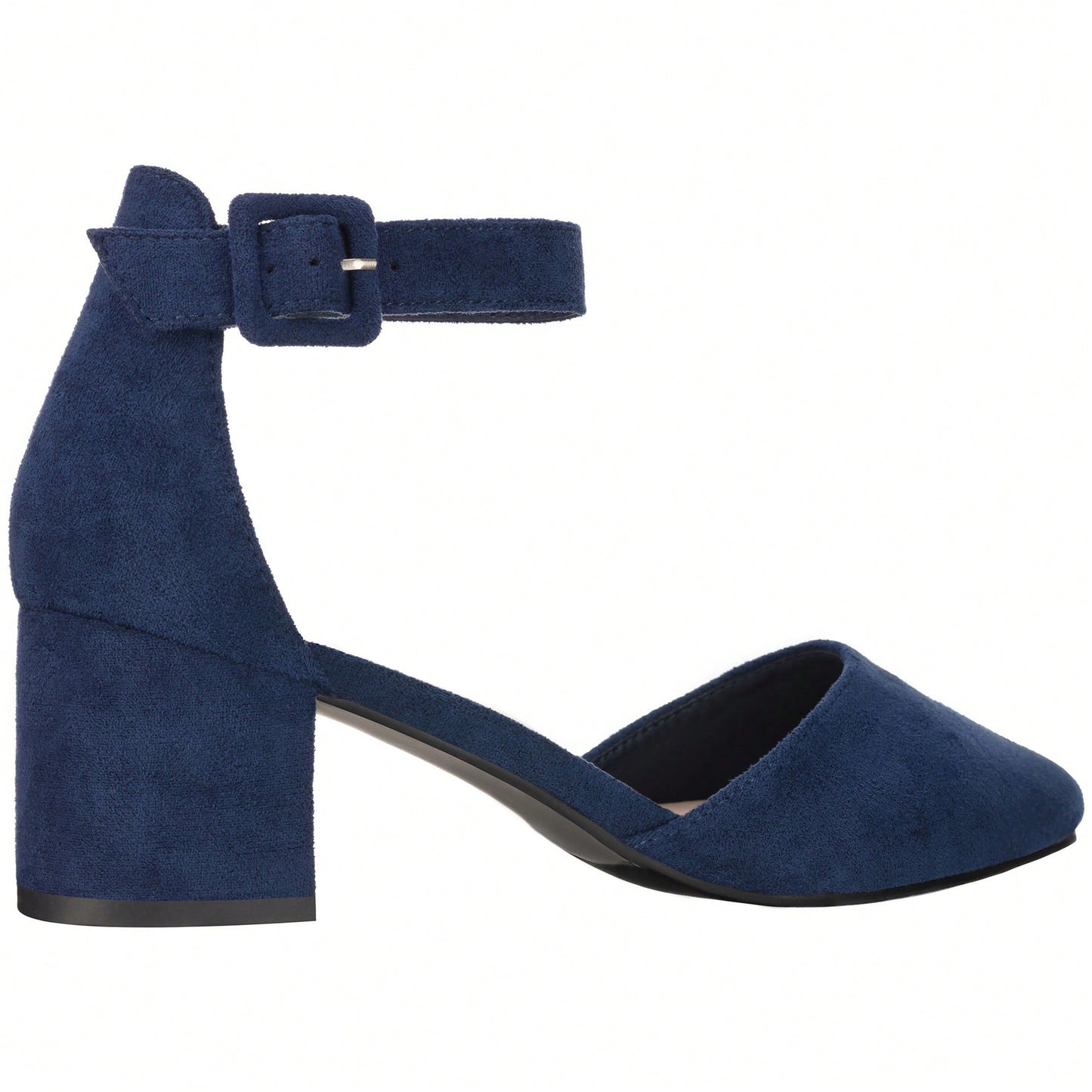Women Point Toe Chunky Heeled Ankle Strap Pumps Fashionable Pointed Toe Ankle Strap Stiletto Heels Elegant Pumps Suede