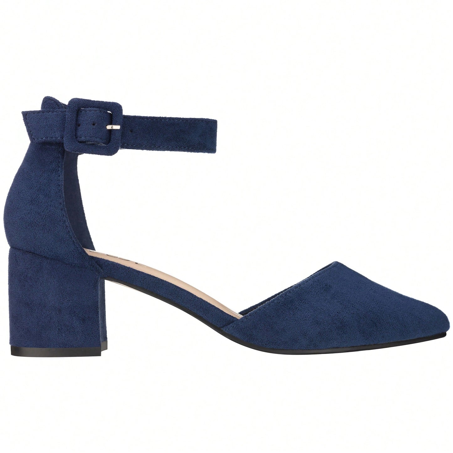 Women Point Toe Chunky Heeled Ankle Strap Pumps Fashionable Pointed Toe Ankle Strap Stiletto Heels Elegant Pumps Suede