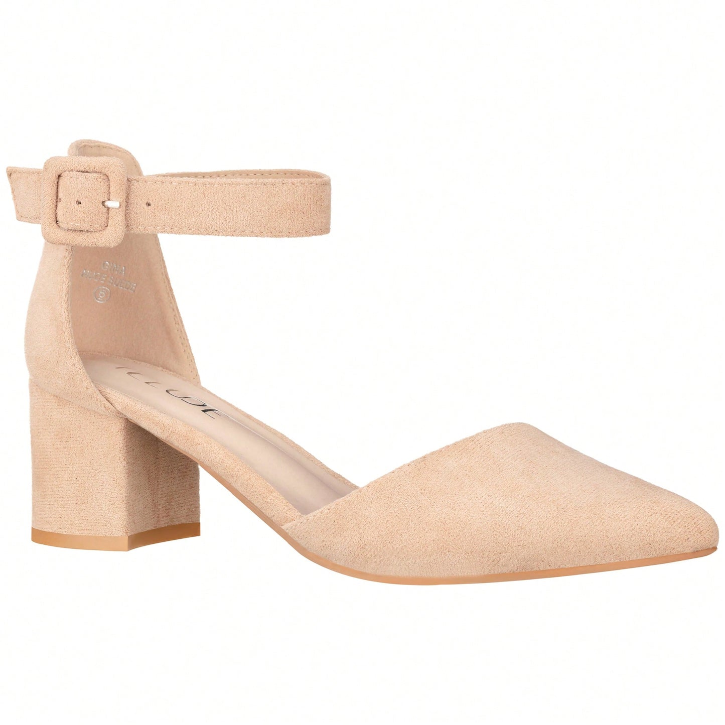 Women Point Toe Chunky Heeled Ankle Strap Pumps Fashionable Pointed Toe Ankle Strap Stiletto Heels Elegant Pumps Suede