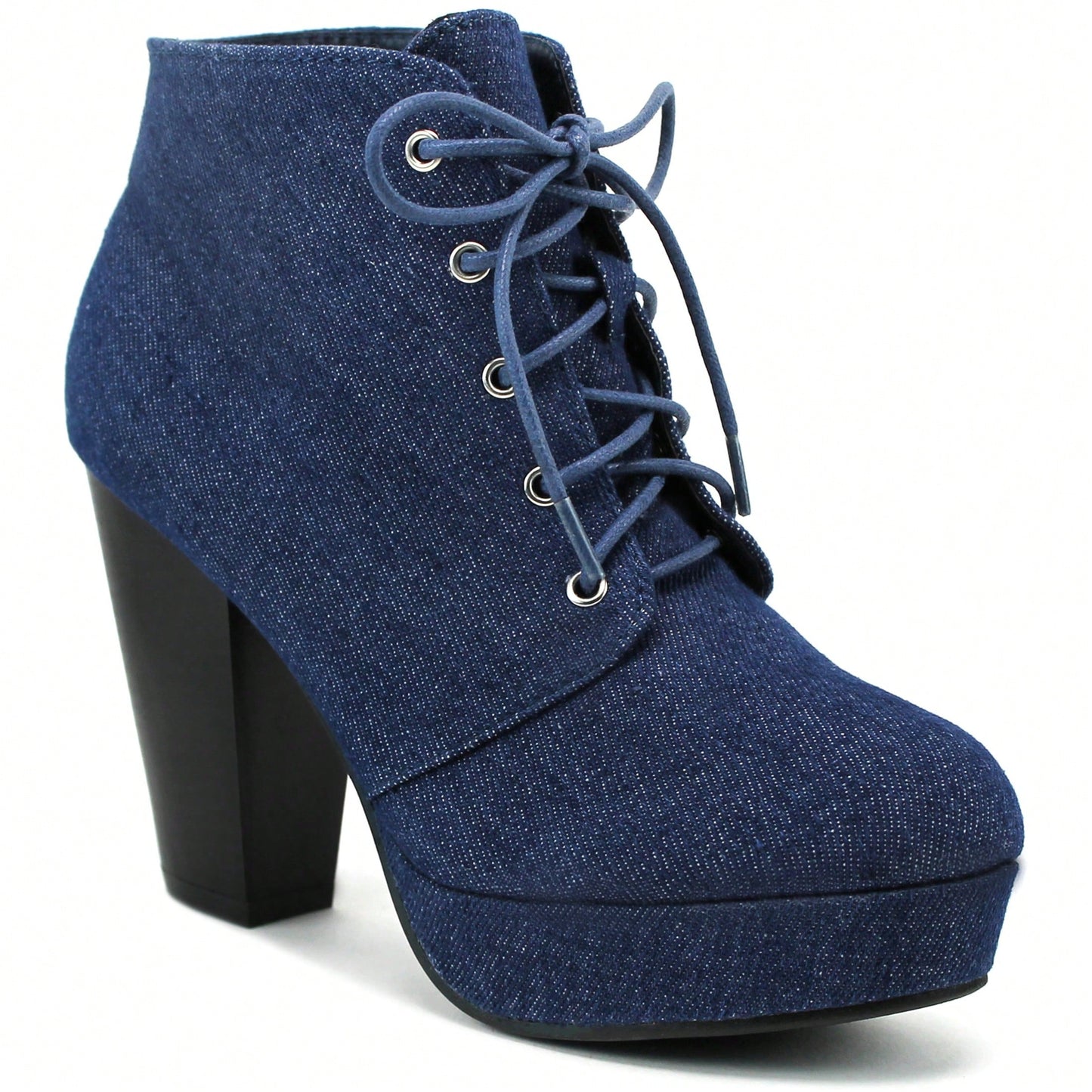 Women Chunky Heeled Boots High Heel Platform Boots Fashion Chunky Heel Booties High Heel Boots Chunky Heel Round Toe Ankle Boots Lace-Up Punk Style Boots