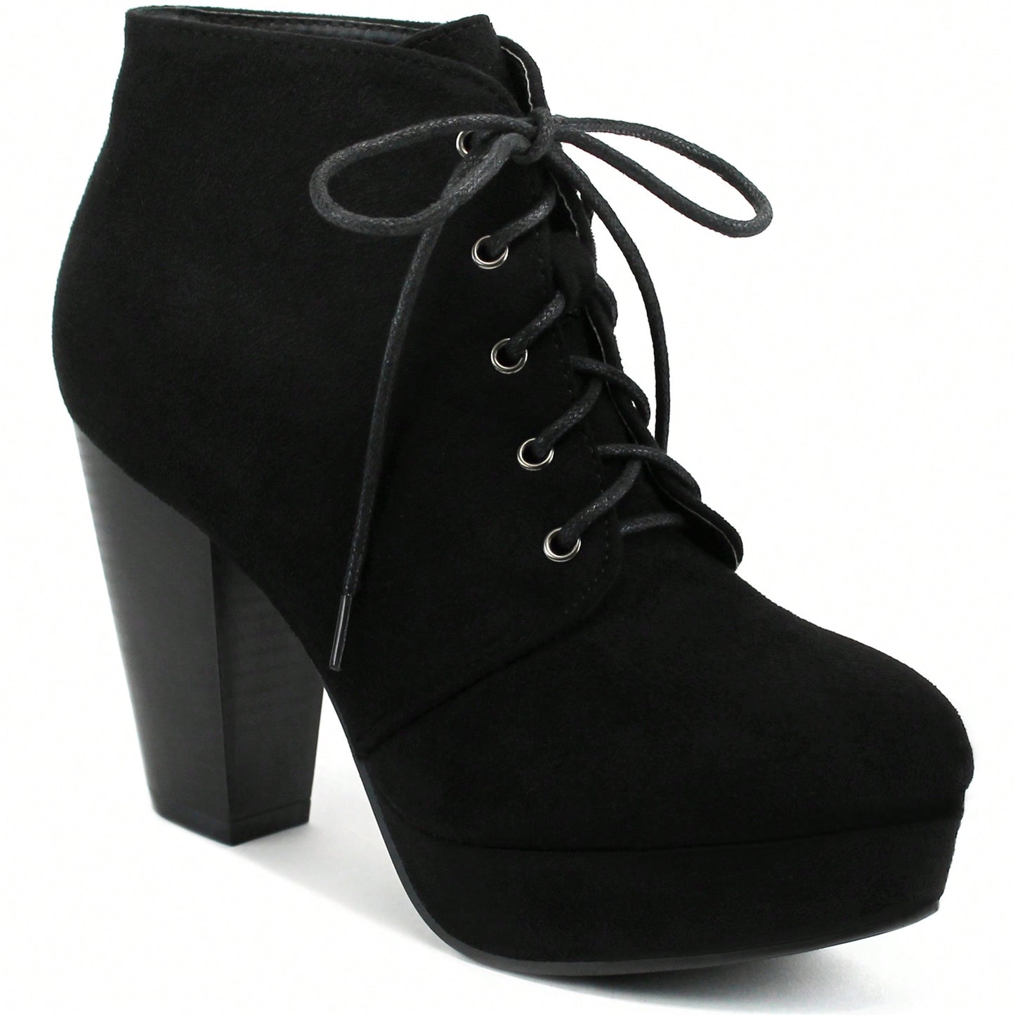 Women Chunky Heeled Boots High Heel Platform Boots Fashion Chunky Heel Booties High Heel Boots Chunky Heel Round Toe Ankle Boots Lace-Up Punk Style Boots