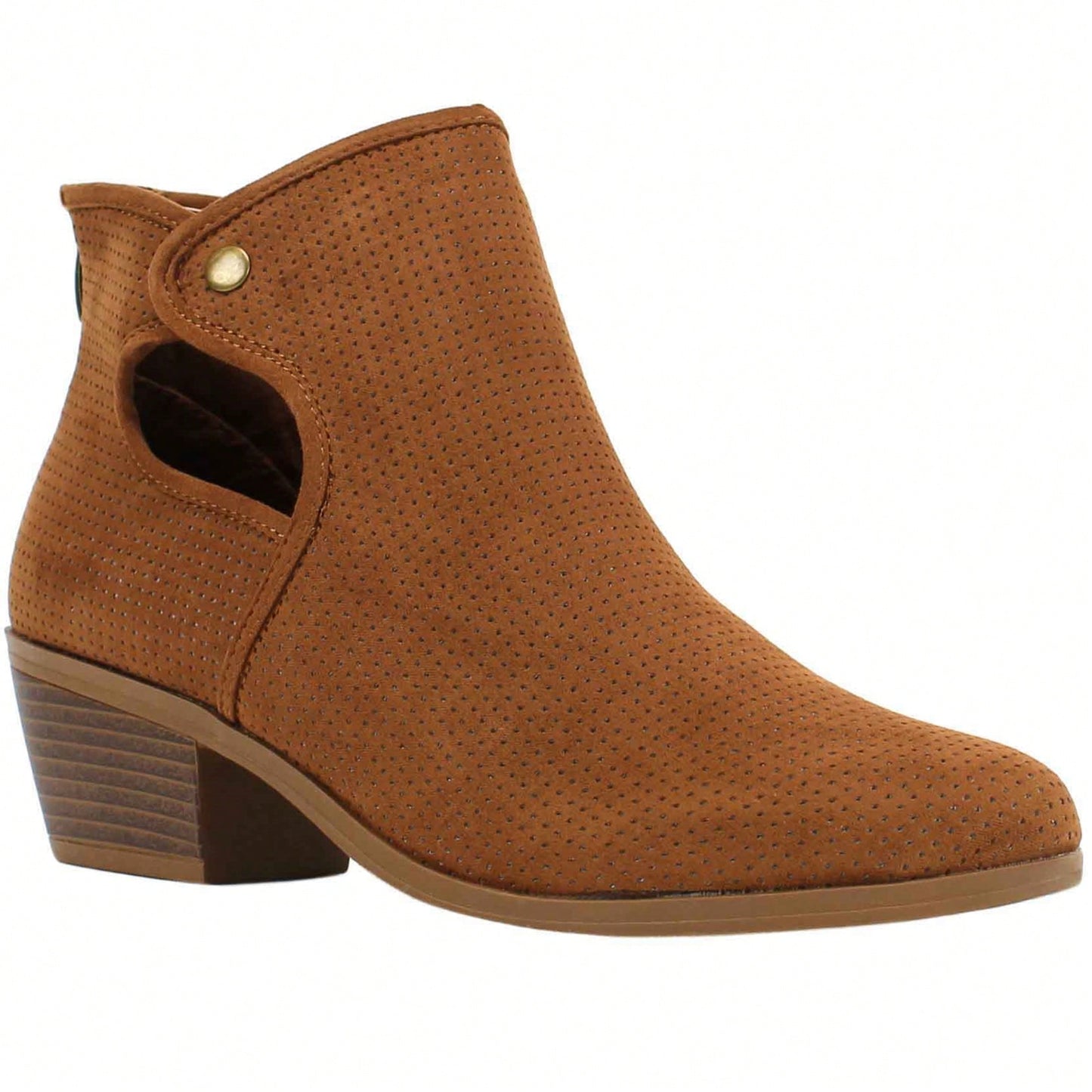 Women's Chunky Heeled Boots Fashionable Chunky Heel Ankle Boots Perforated Boots Chunky Low Block Heel Ankle Booties Short Winter Boots