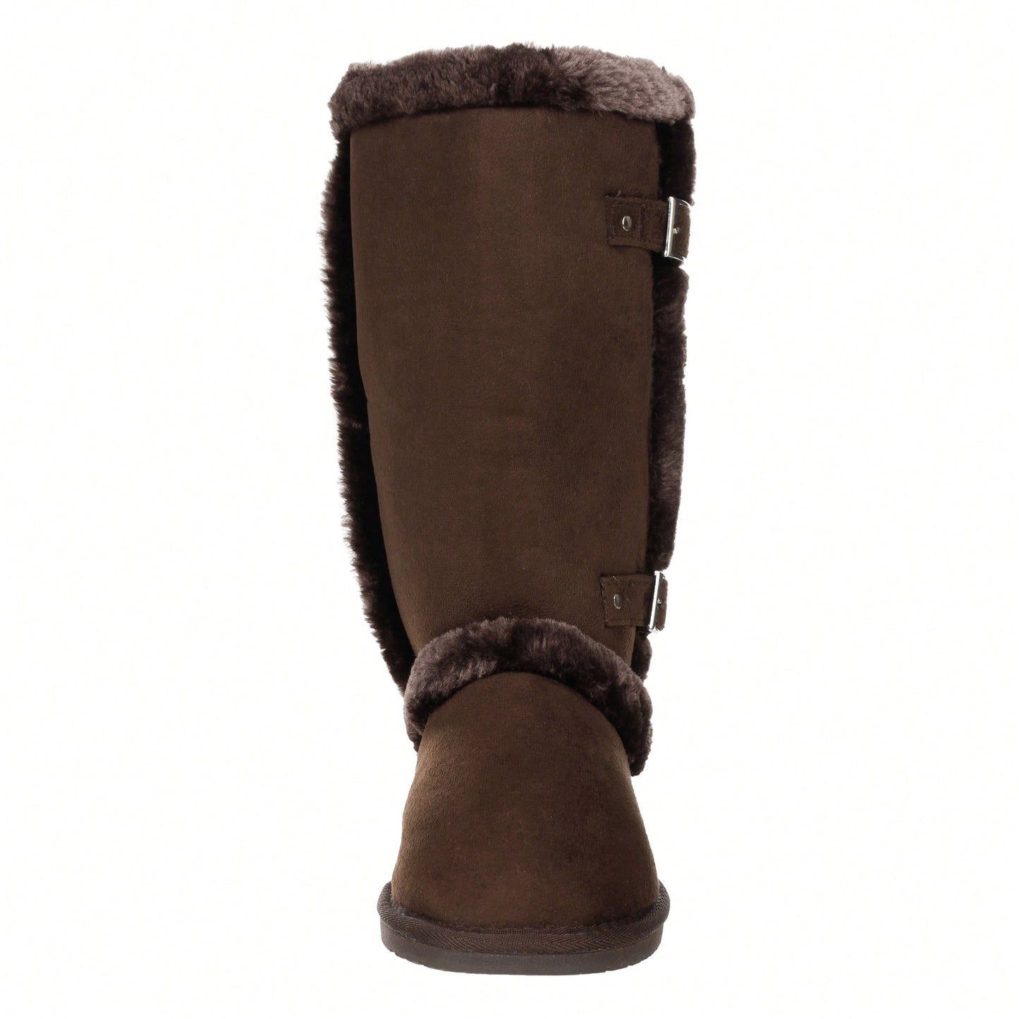 Women's Snow Boots Fleece Lined Solid Color Mid-Calf Flat Snow Boots For Winter Mid Calf Winter Snow Boots With Buckle