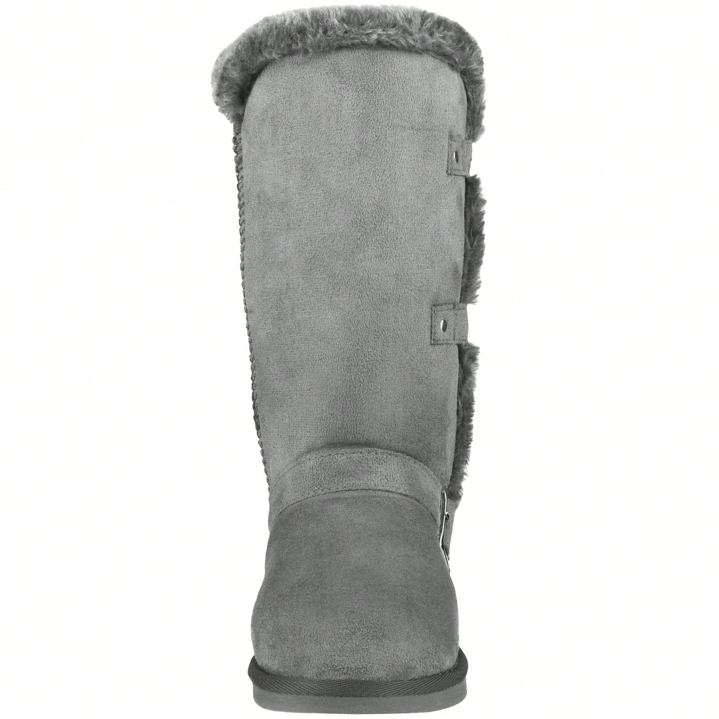 Women's Snow Boots Fleece Lined Solid Color Mid-Calf Flat Snow Boots For Winter Mid Calf Winter Snow Boots With Buckle