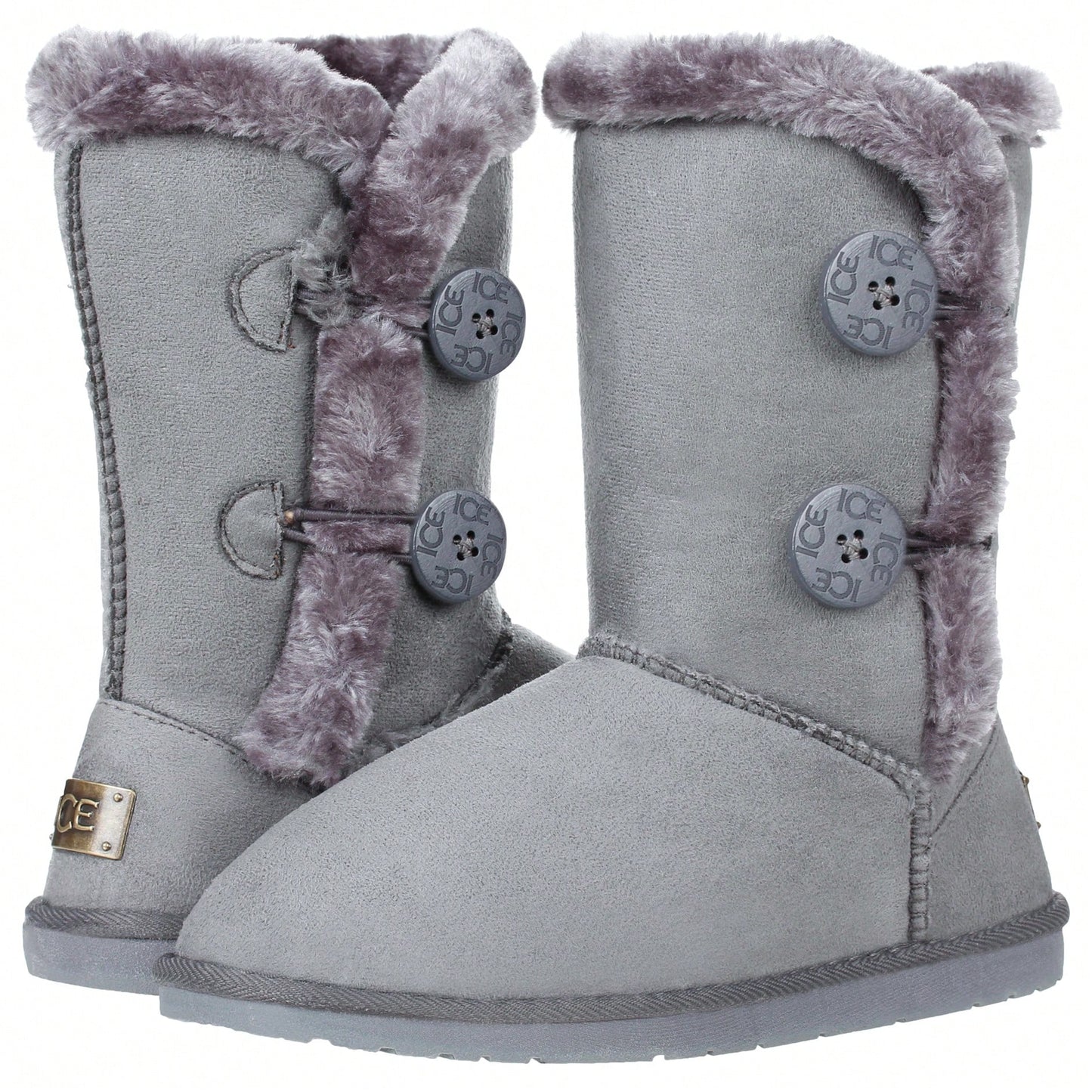 Women's Snow Boots Fleece Lined Solid Color Mid-Calf Flat Snow Boots For Winter Mid Calf Short Snow Boots Warm Fur Lined Winter Boots With Buttons