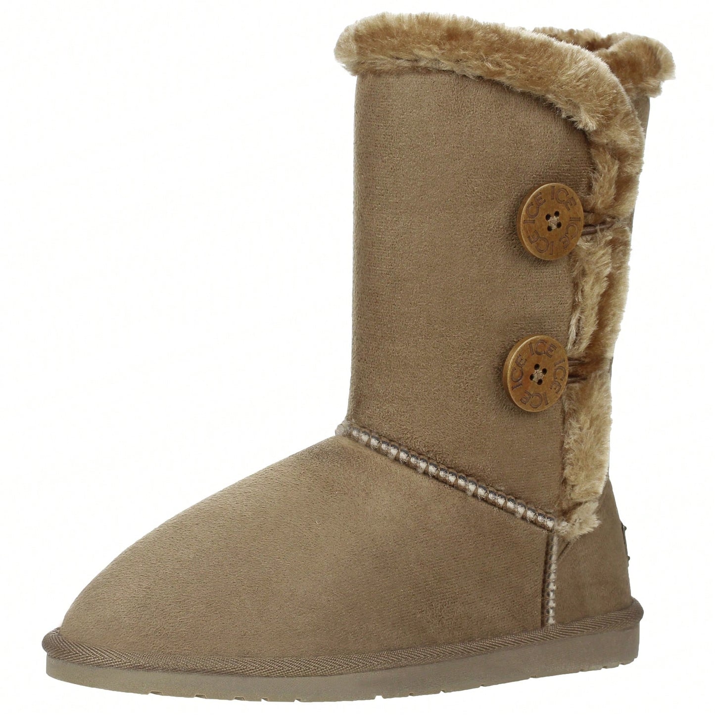 Women's Snow Boots Fleece Lined Solid Color Mid-Calf Flat Snow Boots For Winter Mid Calf Short Snow Boots Warm Fur Lined Winter Boots With Buttons