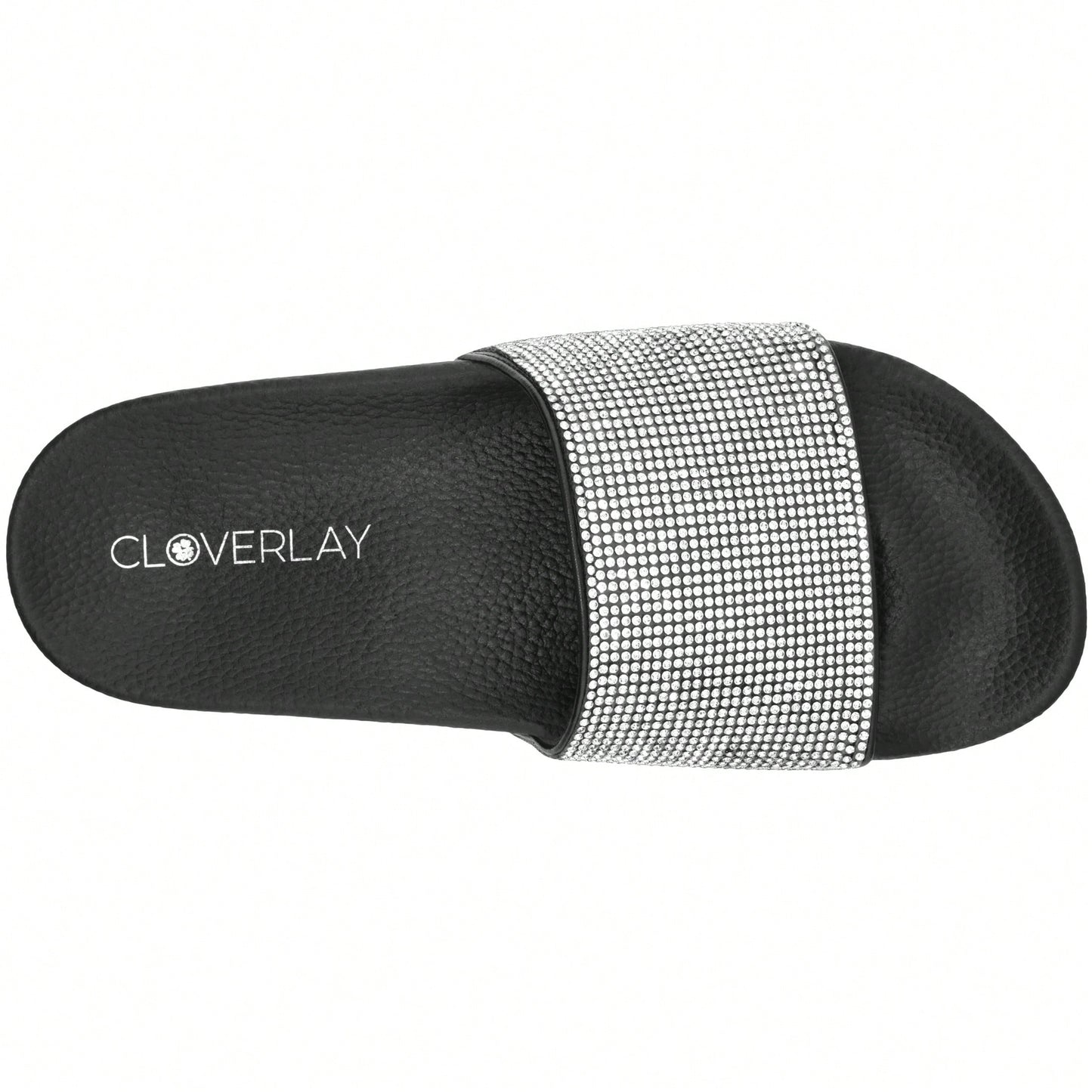 Women Rhinestone Decor Outdoor And Indoor Glamorous Black Flat Slides Rhinestone Slide Sandals