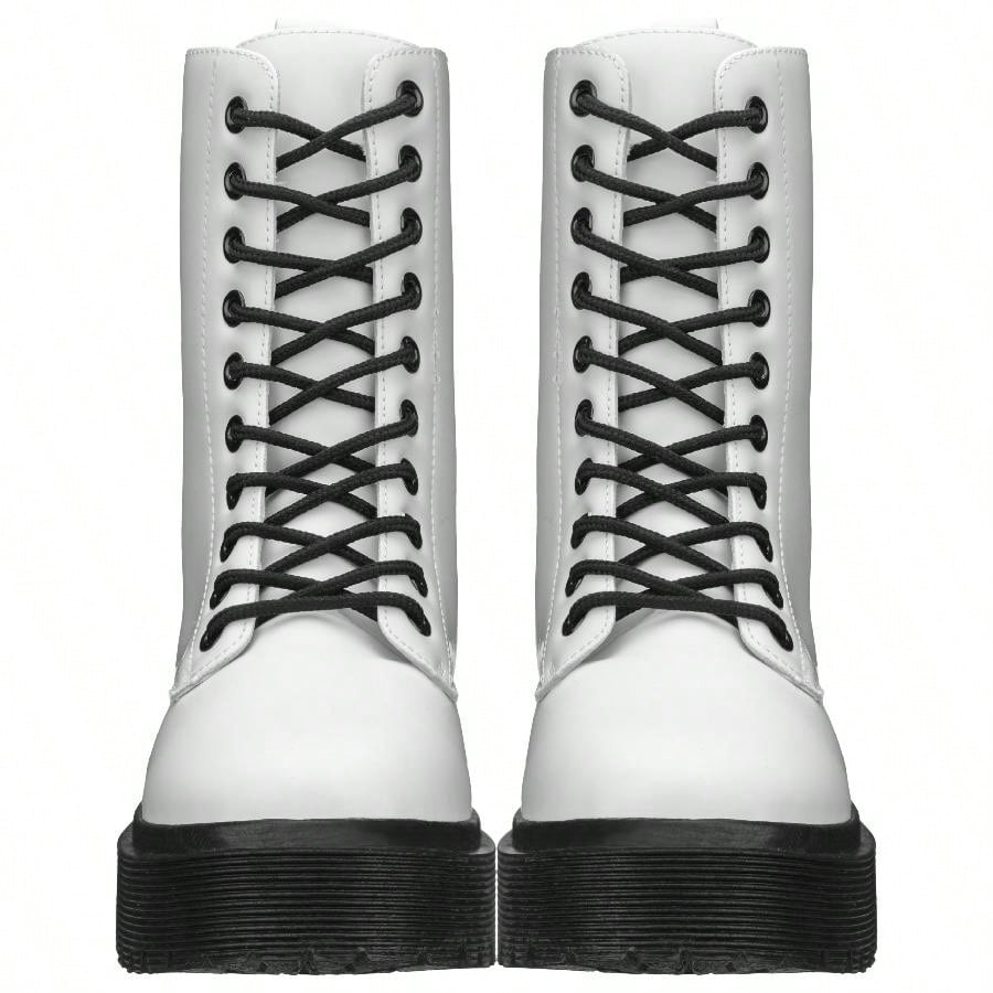 Women Lace-Up Front Combat Boots Fashionable Round Toe Low Heel Boots Chunky Platform Combat Boot Short Boots With Thick Sole Bottom Ankle Boots