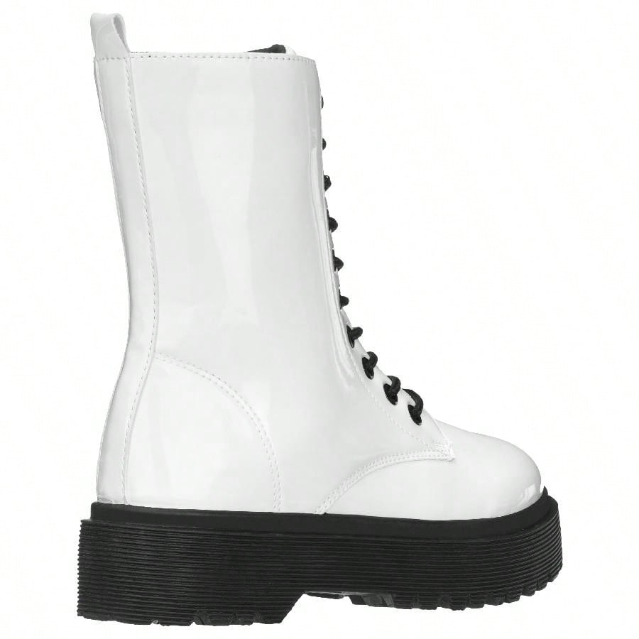 Women Lace-Up Front Combat Boots Fashionable Round Toe Low Heel Boots Chunky Platform Combat Boot Short Boots With Thick Sole Bottom Ankle Boots