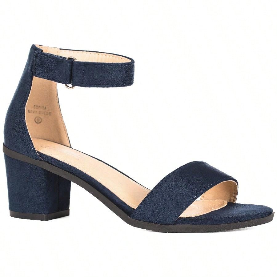 Women Chunky Heeled Ankle Strap Sandals Elegant Open Toe Sandals Ankle Strap Heeled Sandals