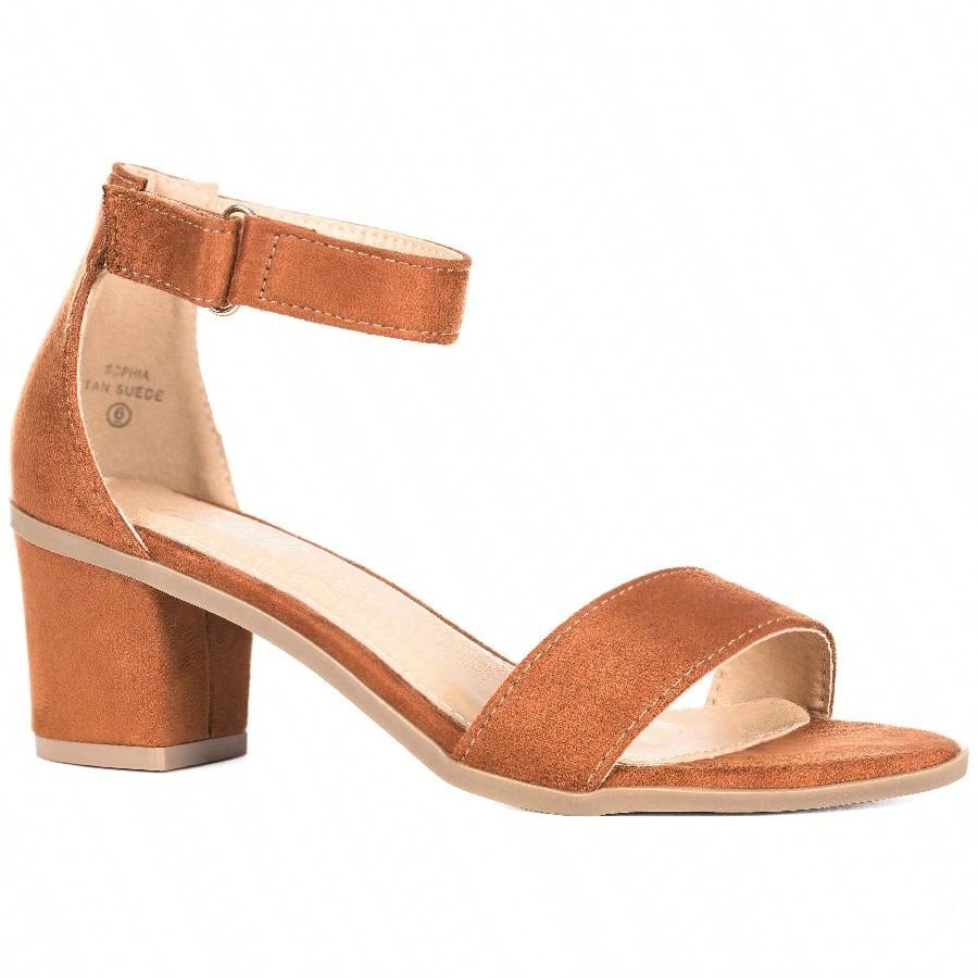 Women Chunky Heeled Ankle Strap Sandals Elegant Open Toe Sandals Ankle Strap Heeled Sandals