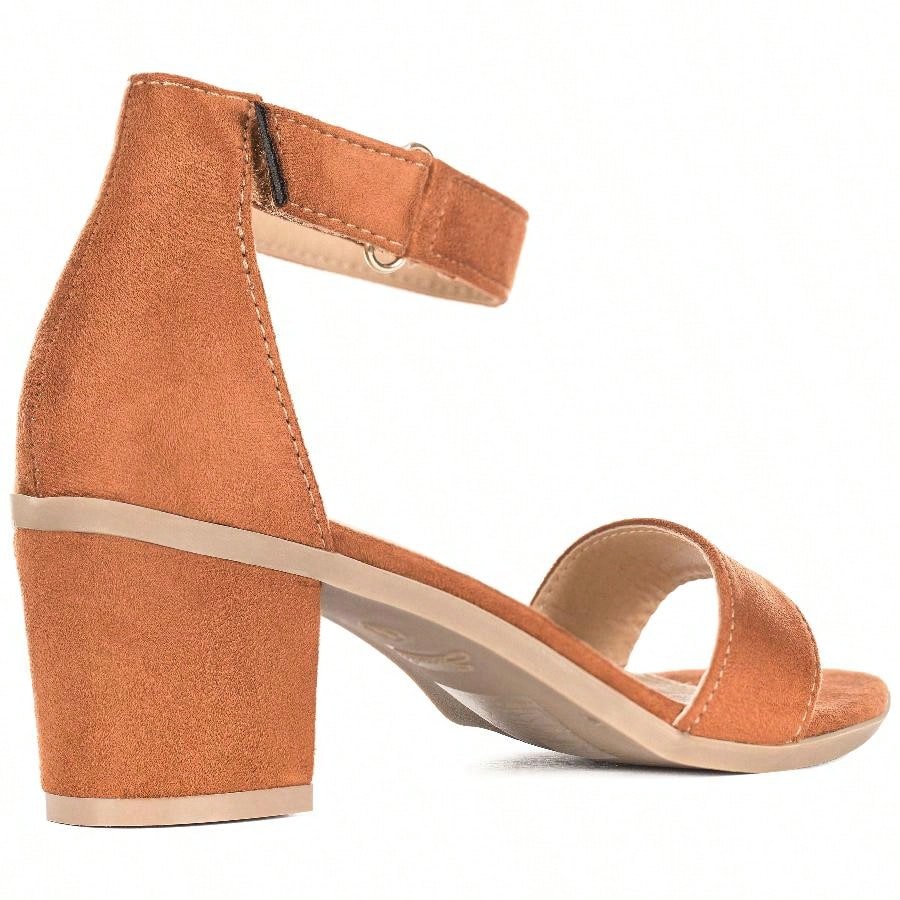 Women Chunky Heeled Ankle Strap Sandals Elegant Open Toe Sandals Ankle Strap Heeled Sandals