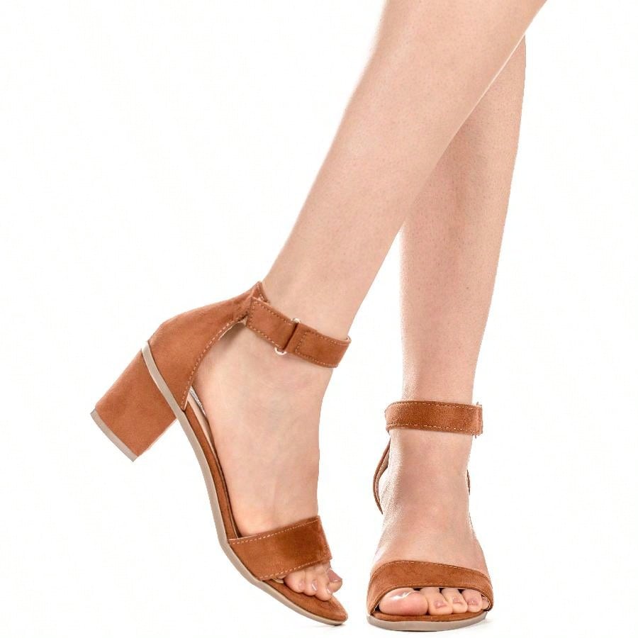 Women Chunky Heeled Ankle Strap Sandals Elegant Open Toe Sandals Ankle Strap Heeled Sandals