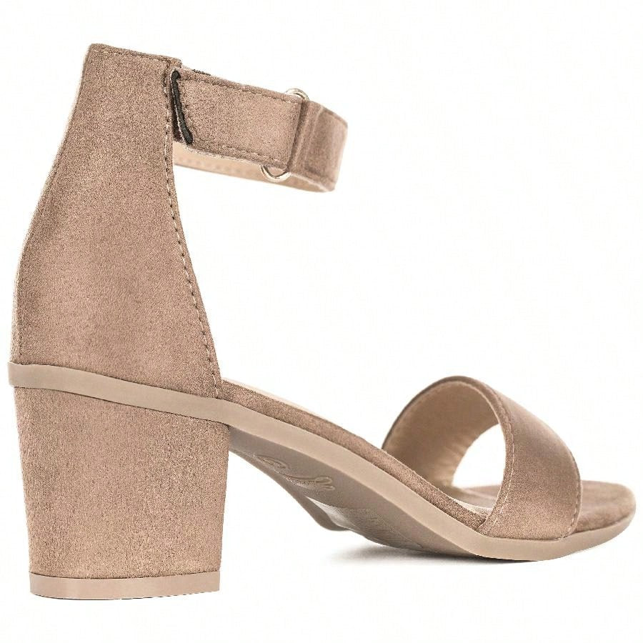 Women Chunky Heeled Ankle Strap Sandals Elegant Open Toe Sandals Ankle Strap Heeled Sandals