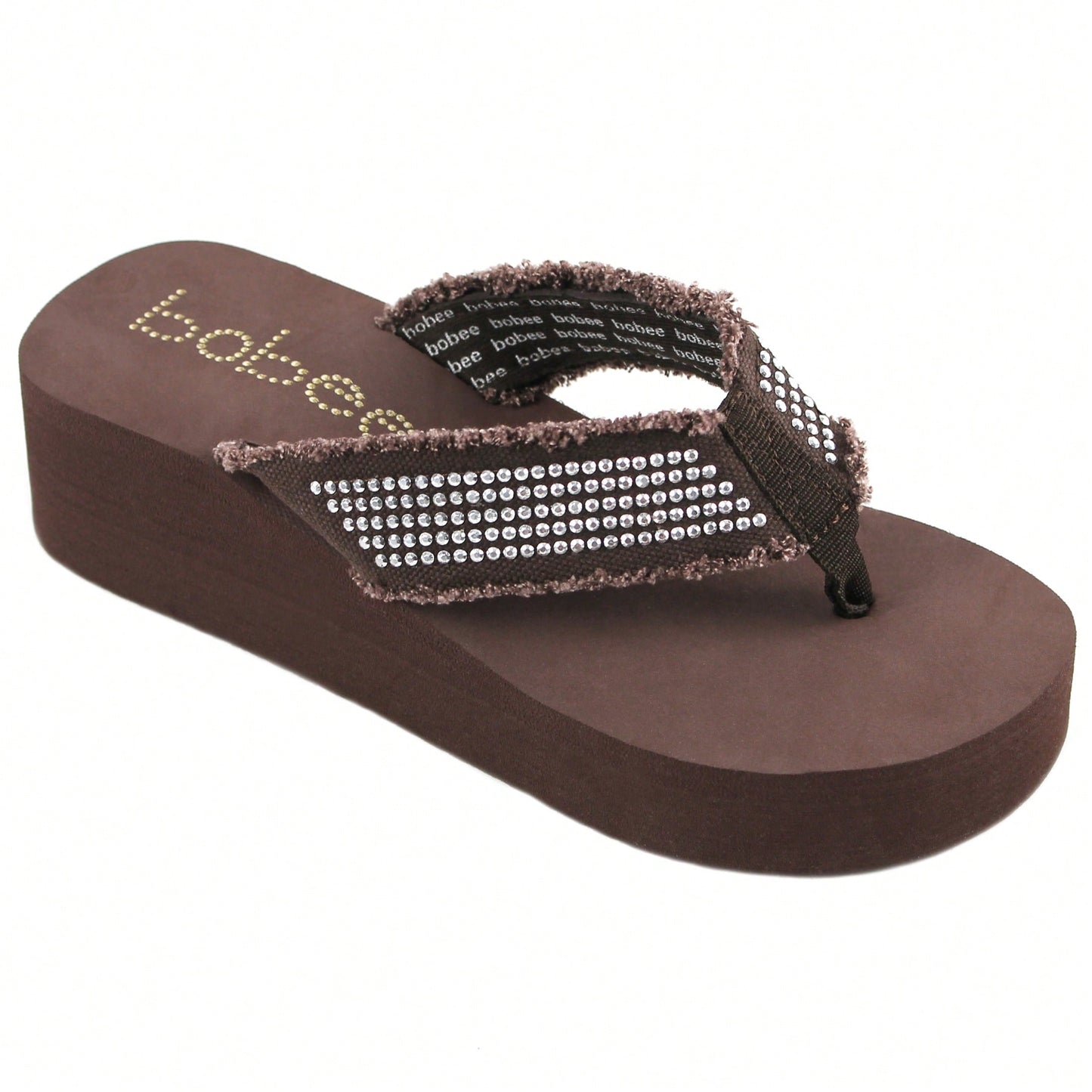 Women's Fashionable Rhinestone Fringe Decor Flip Flops Wedge Sandals Platform Flip Flop Toe Post Design Slippers