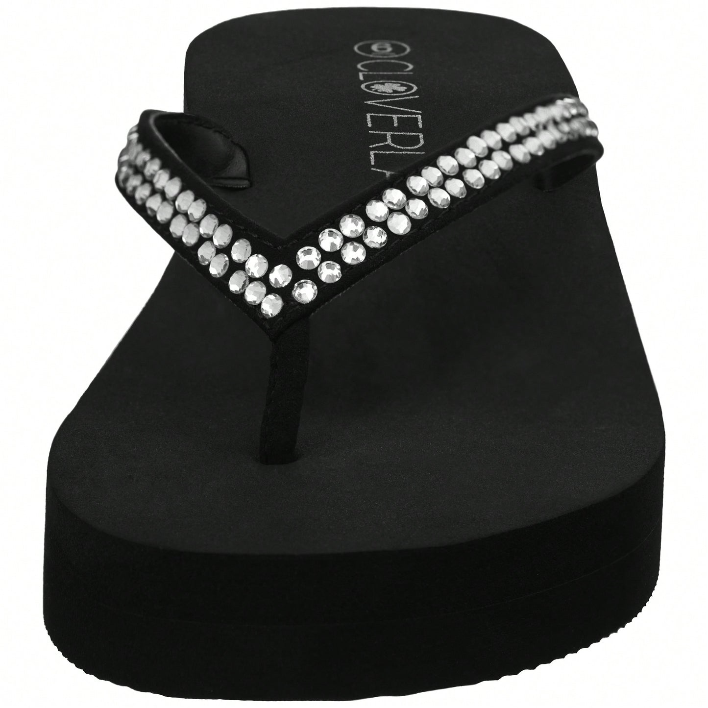 Women Rhinestone Decor Flip Flops Glamorous Summer Flip Flops Toe Post Vacation Fashion Black Flip Flops Summer Fashion Sandals