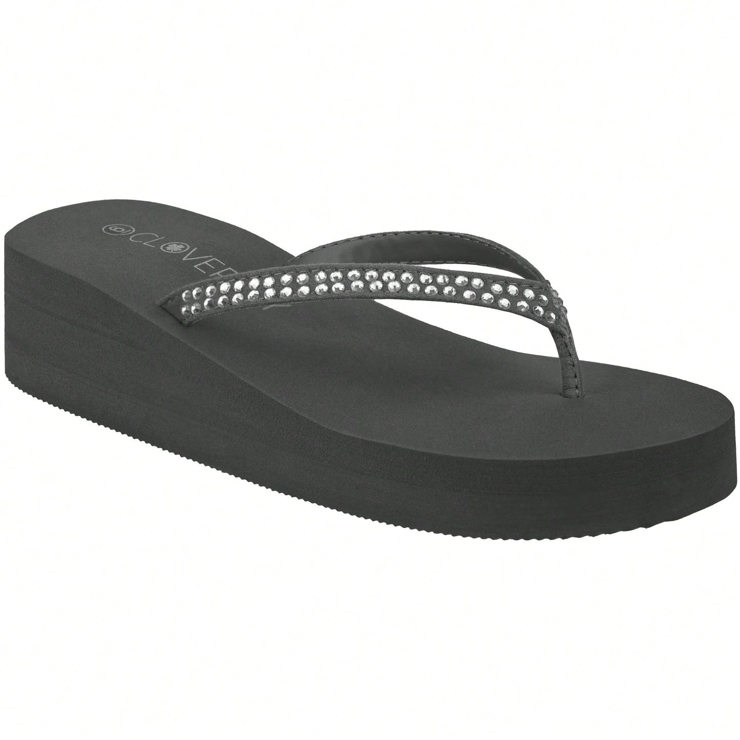 Women Rhinestone Decor Flip Flops Glamorous Summer Flip Flops Toe Post Vacation Fashion Black Flip Flops Summer Fashion Sandals