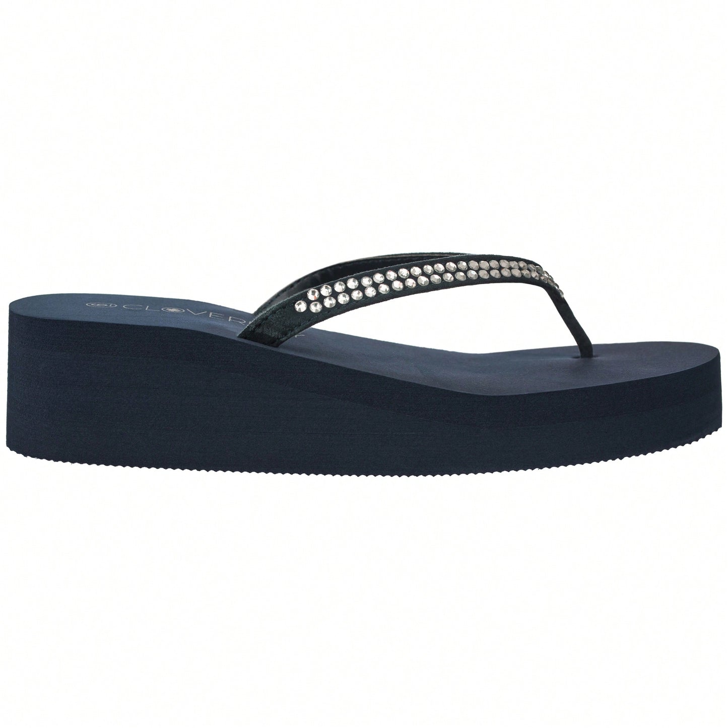 Women Rhinestone Decor Flip Flops Glamorous Summer Flip Flops Toe Post Vacation Fashion Black Flip Flops Summer Fashion Sandals