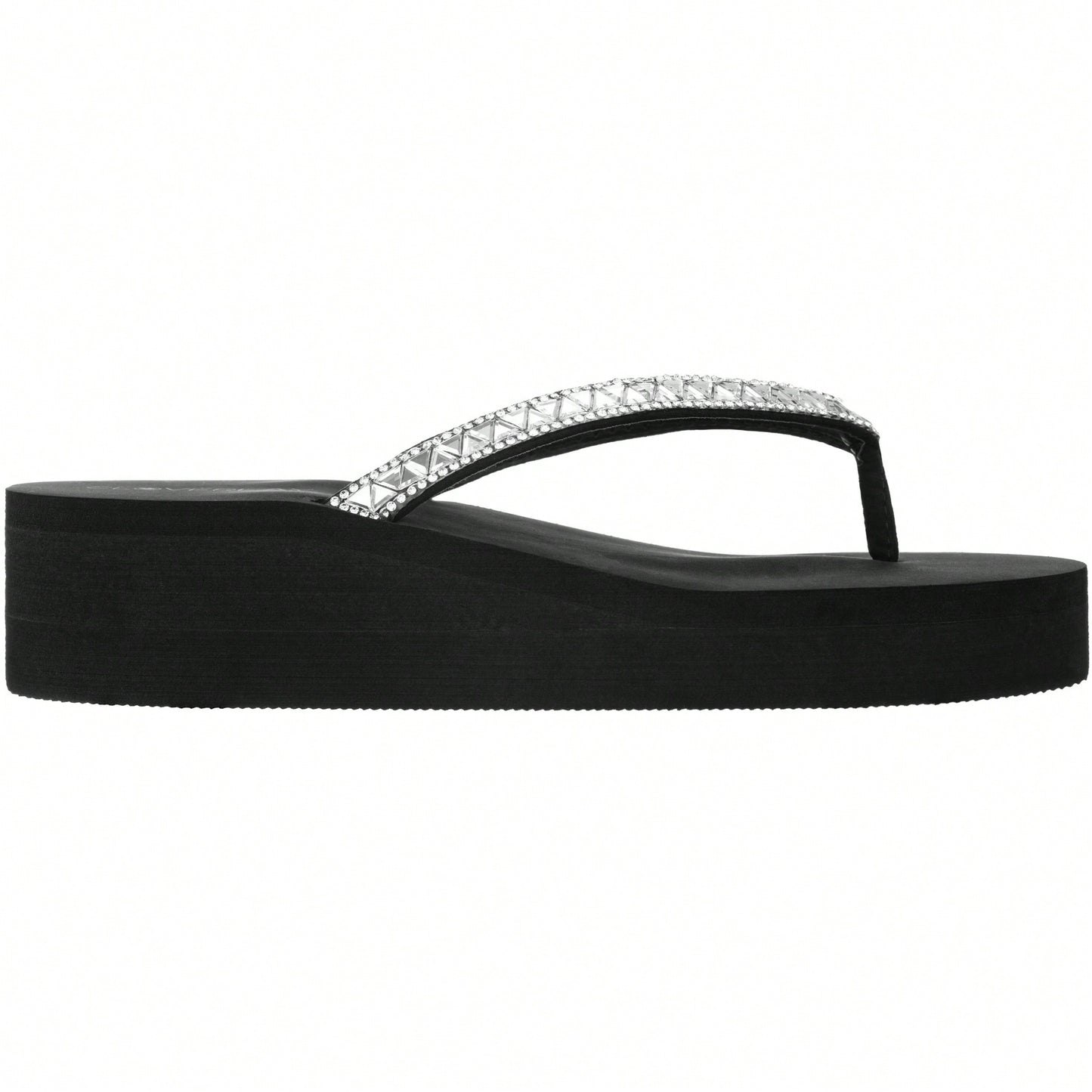 Women Rhinestone Decor Flip Flops Glamorous Summer Flip Flops Toe Post Vacation Fashion Black Flip Flops Summer Fashion Sandals