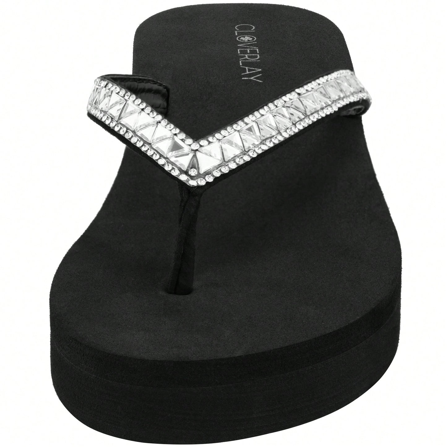 Women Rhinestone Decor Flip Flops Glamorous Summer Flip Flops Toe Post Vacation Fashion Black Flip Flops Summer Fashion Sandals