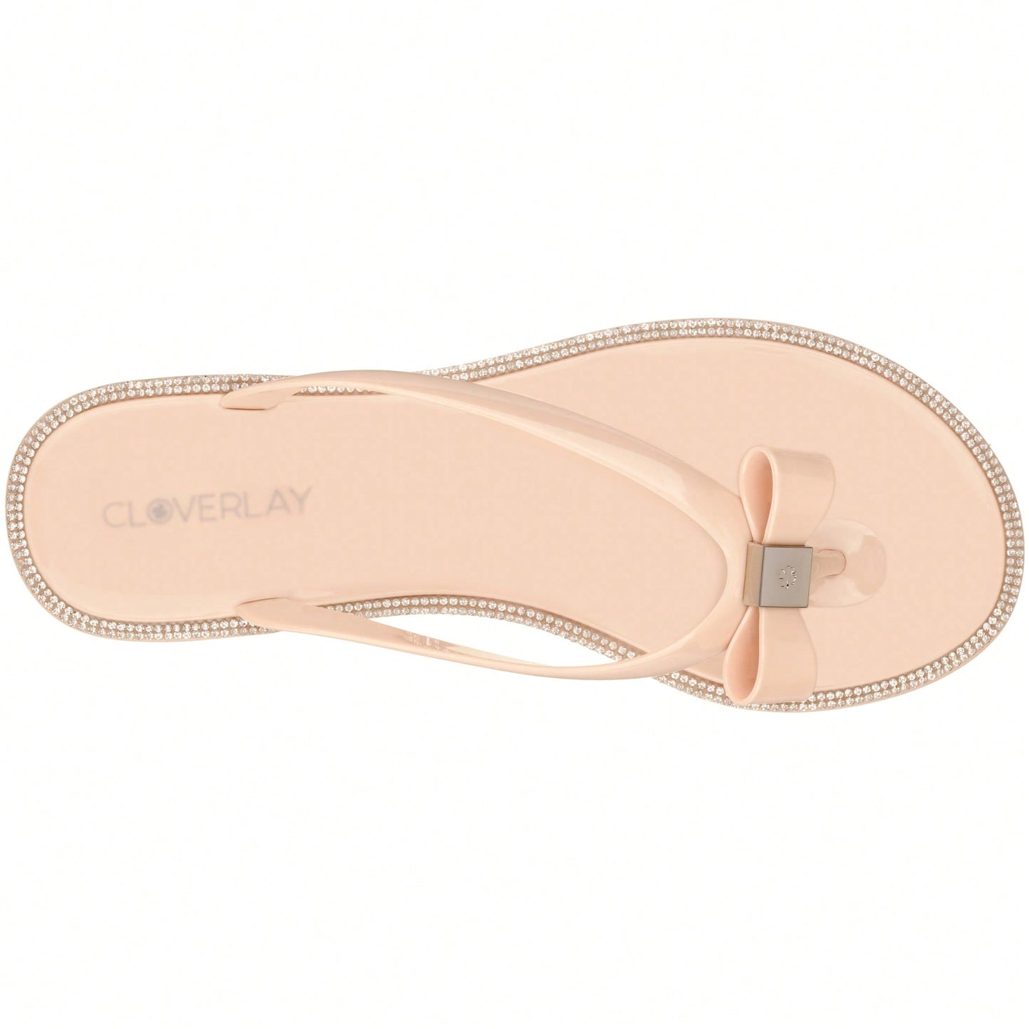 Women Bow Rhinestone Decor Flat Sandals Jelly Slide Sandals Fashionable Outdoor Plastic Flat Sandals Rhinestone Jelly Toe Post Flat Flip Flop Sandals
