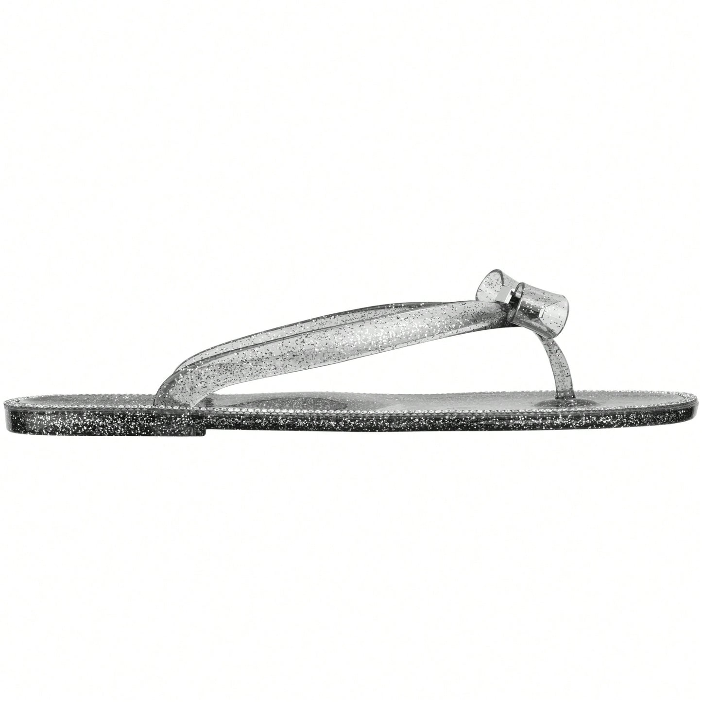 Women Bow Rhinestone Decor Flat Sandals Jelly Slide Sandals Fashionable Outdoor Plastic Flat Sandals Rhinestone Jelly Toe Post Flat Flip Flop Sandals