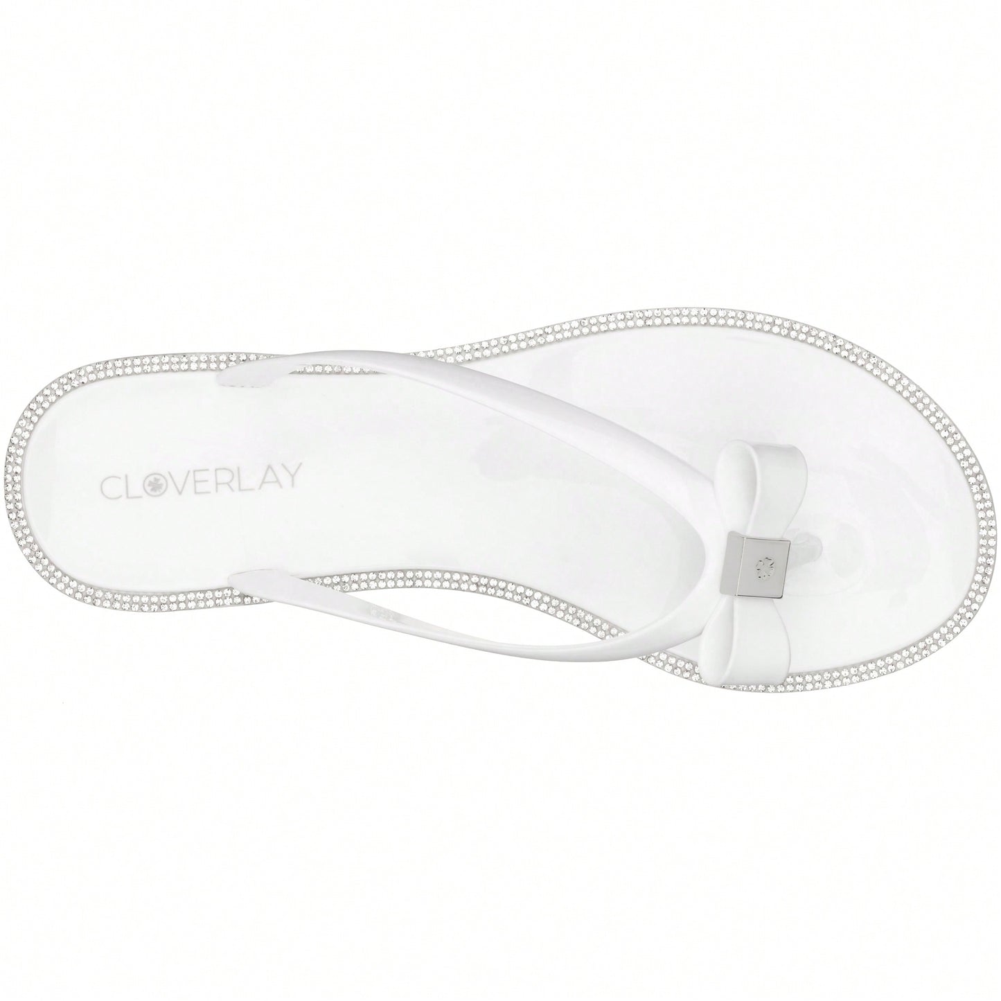 Women Bow Rhinestone Decor Flat Sandals Jelly Slide Sandals Fashionable Outdoor Plastic Flat Sandals Rhinestone Jelly Toe Post Flat Flip Flop Sandals