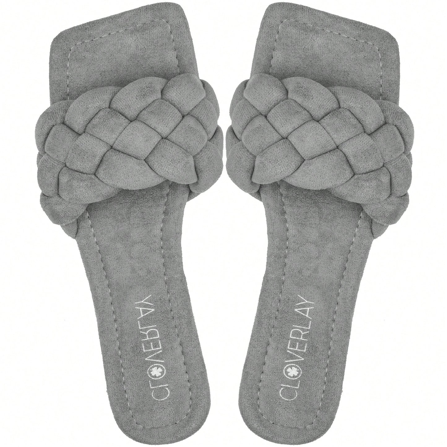 Women Braided Design Single Band Flat Sandals Open Toe Slide Sandals Square Toe Woven Sandals